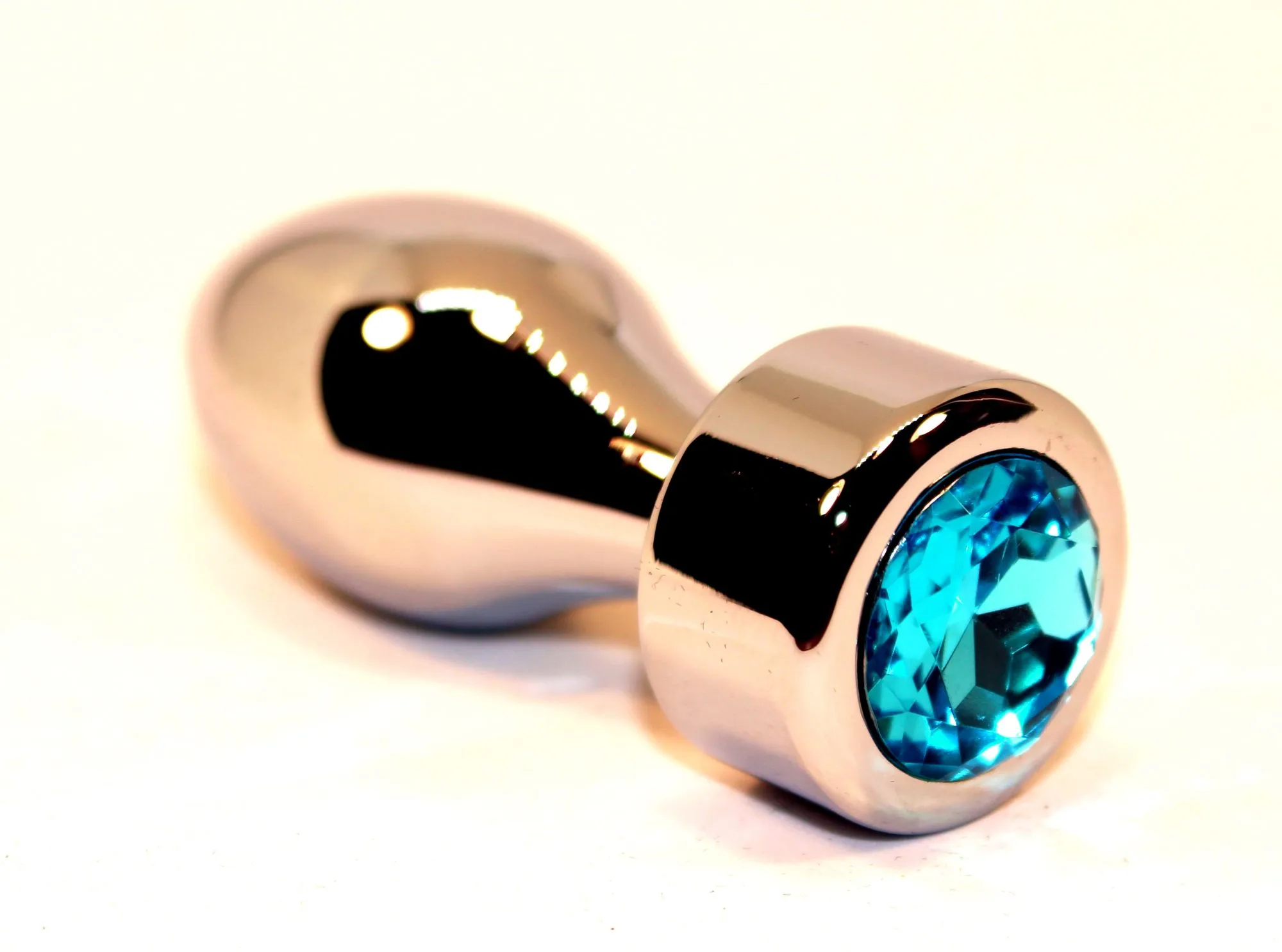 анальная пробка металл серебро с голубым стразом 7,8х2,9см 47444-1mm в России