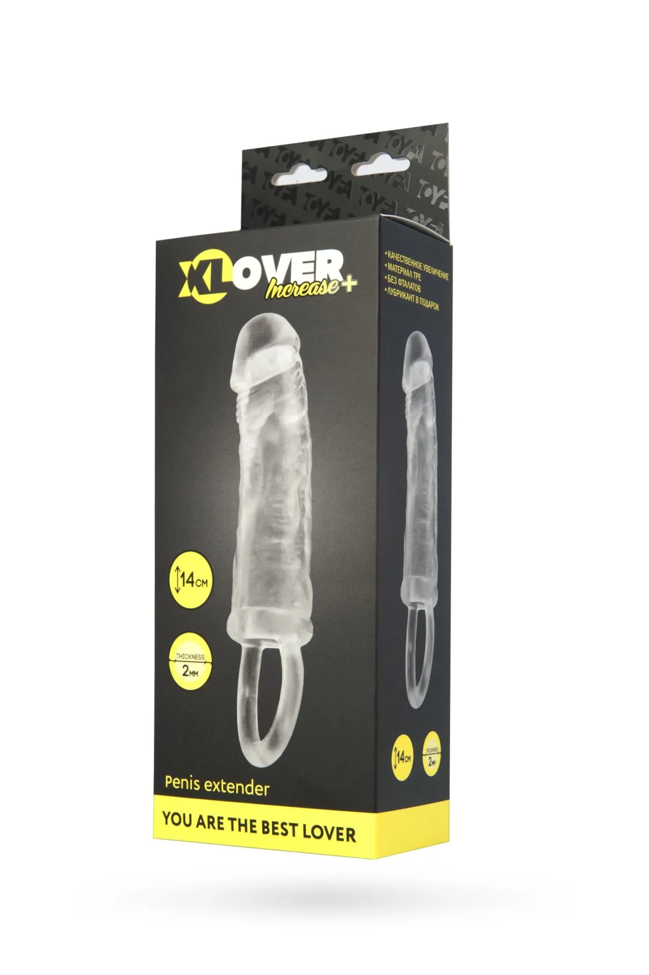 насадка xlover by toyfa increase+ для увеличения размера, с кольцом,  tpe, прозрачная, 14 см в России
