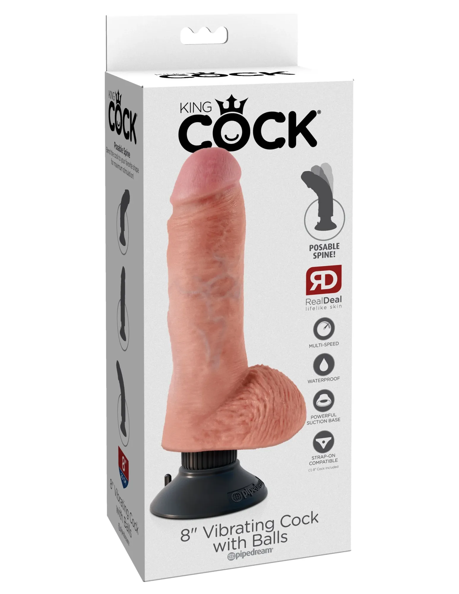 вибратор king cock 8" vibrating cock with balls - flesh pipedream 540721pd в России