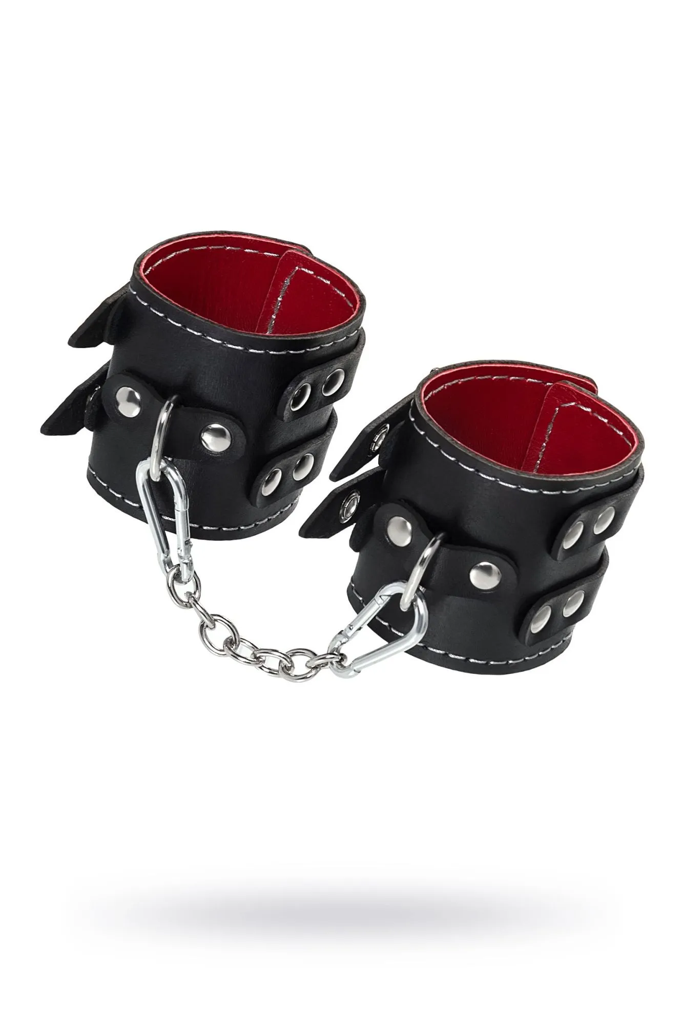 наручники pecado bdsm, с двумя ремнями и красной подкладкой, натуральная кожа, черные в России