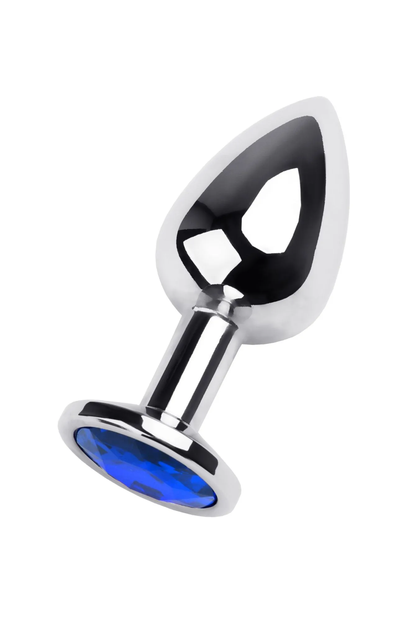 анальная втулка metal by toyfa, металл, серебряная, с синим кристаллом в России