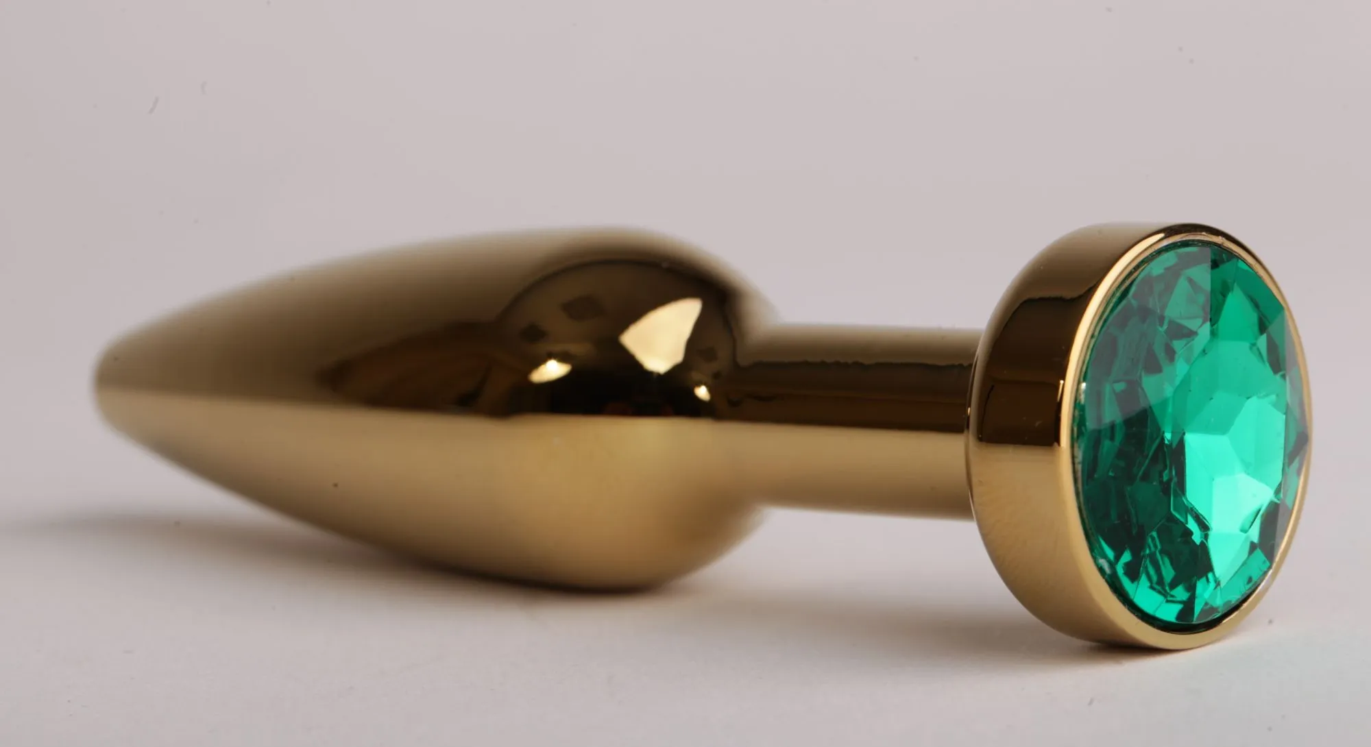 анальная пробка золото с зеленым стразом 11,2х2,9см 47198-2-mm в России