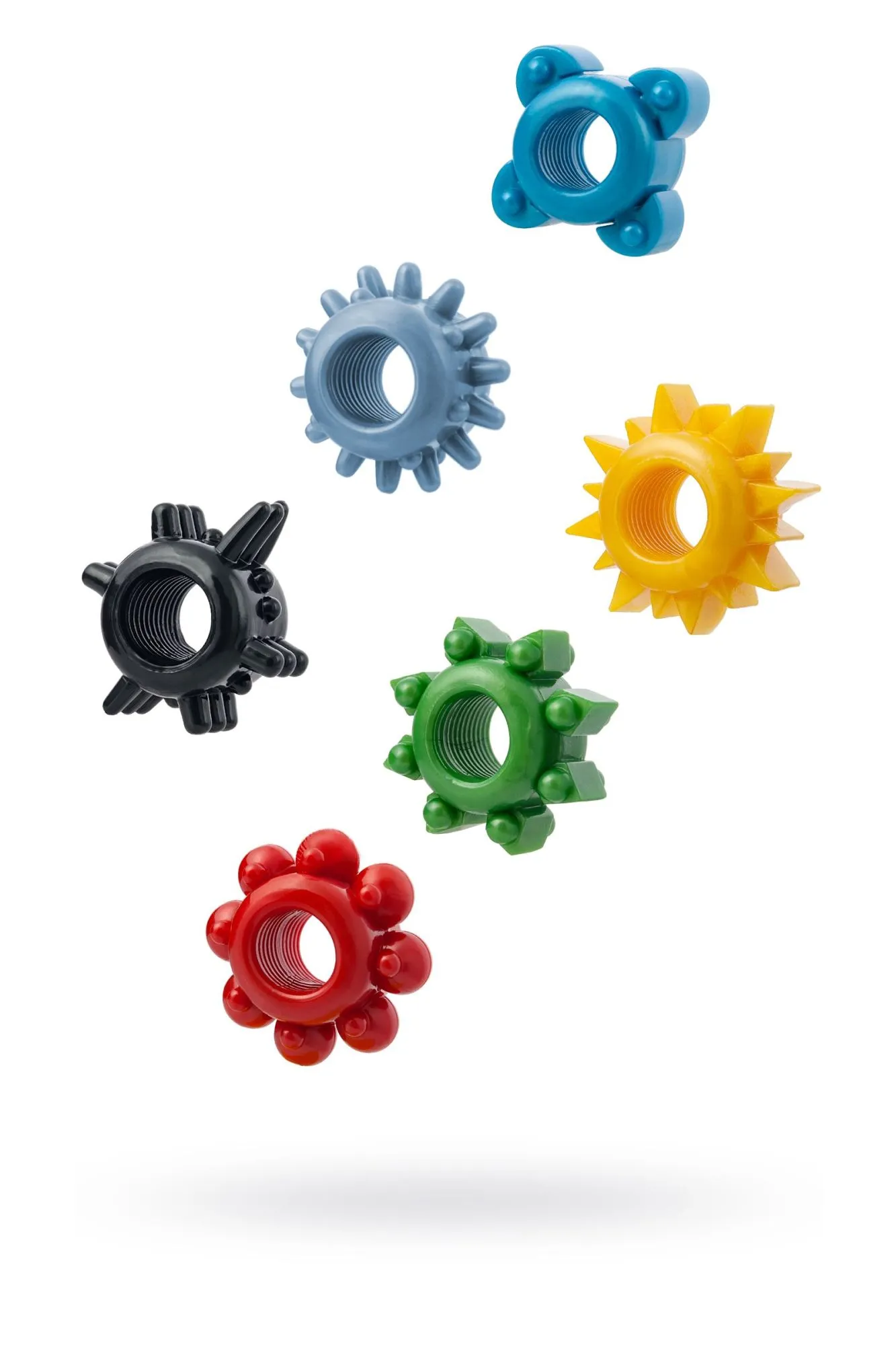 набор разноцветных колец на пенис toyfa 6 шт, tpe, ассорти в России