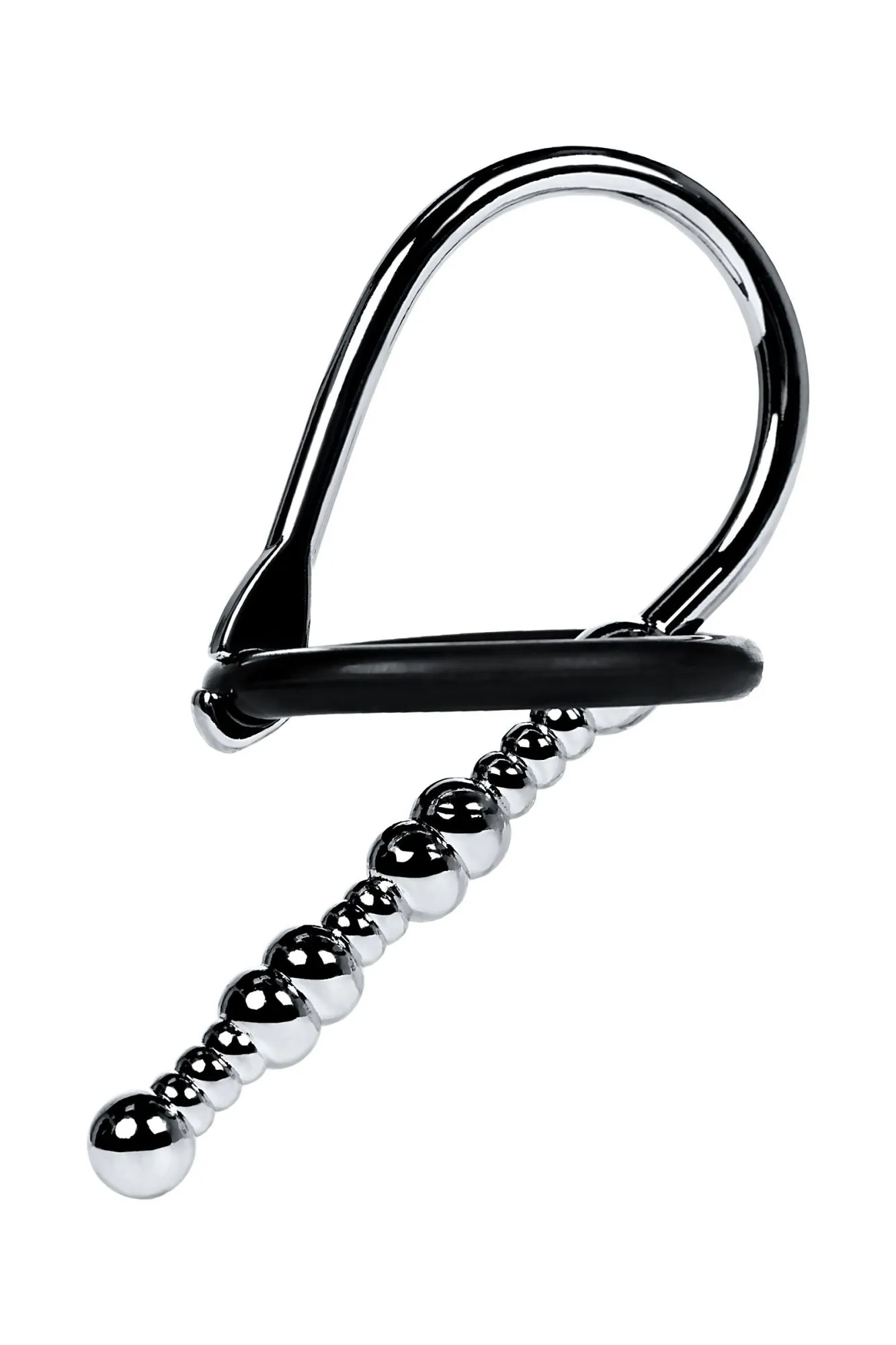 уретральный плаг-бусины toyfa metal  с мягким фиксириющим кольцом, серебряный, 5 см в России