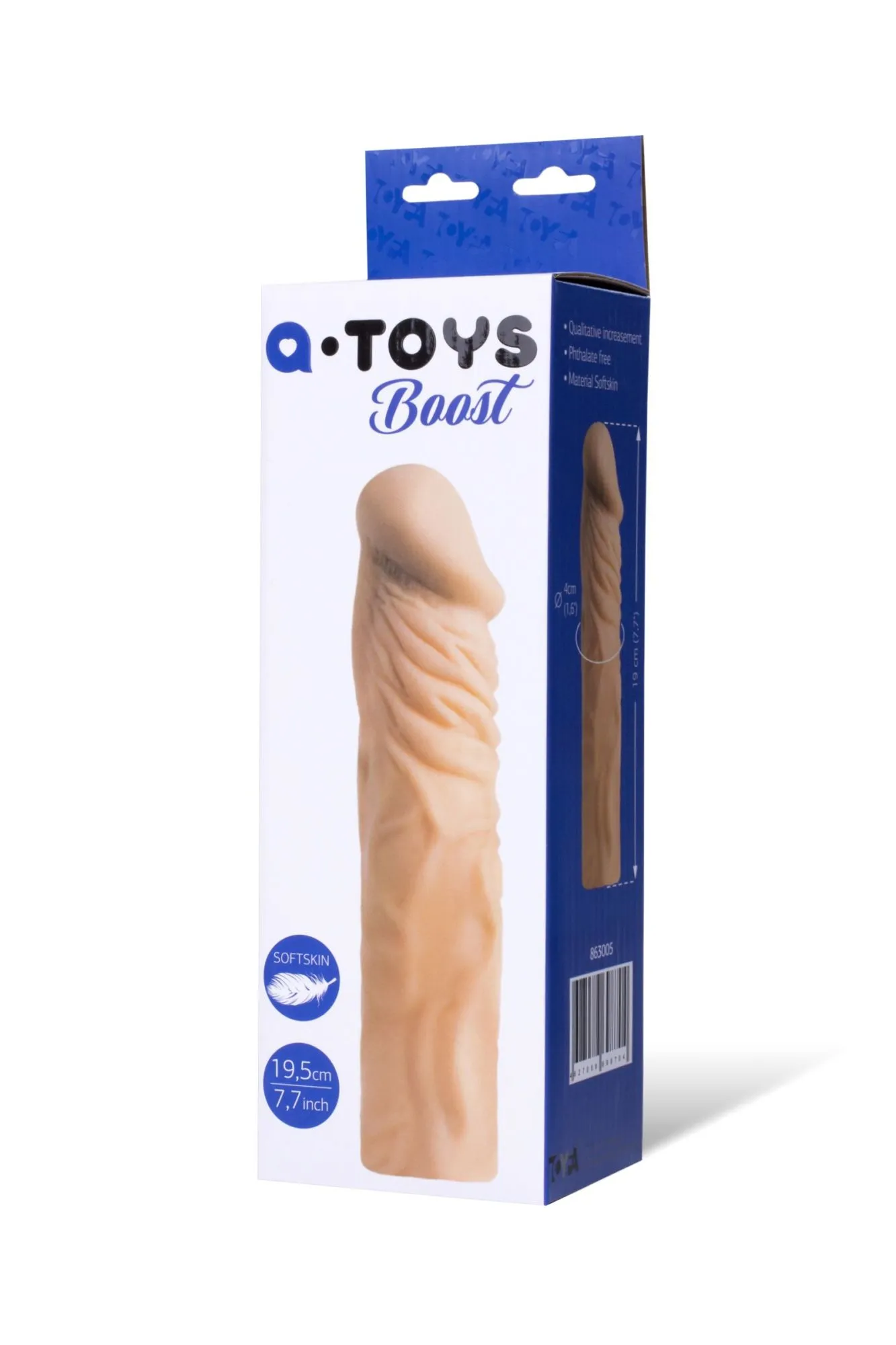 насадка на пенис toyfa a-toys, softskin, телесный, 19,5 см в России