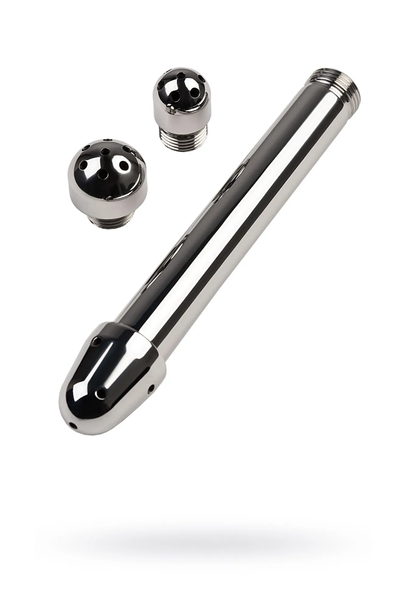 анальный душ с тремя насадками metal by toyfa, металл, серебряный, 13 см в России