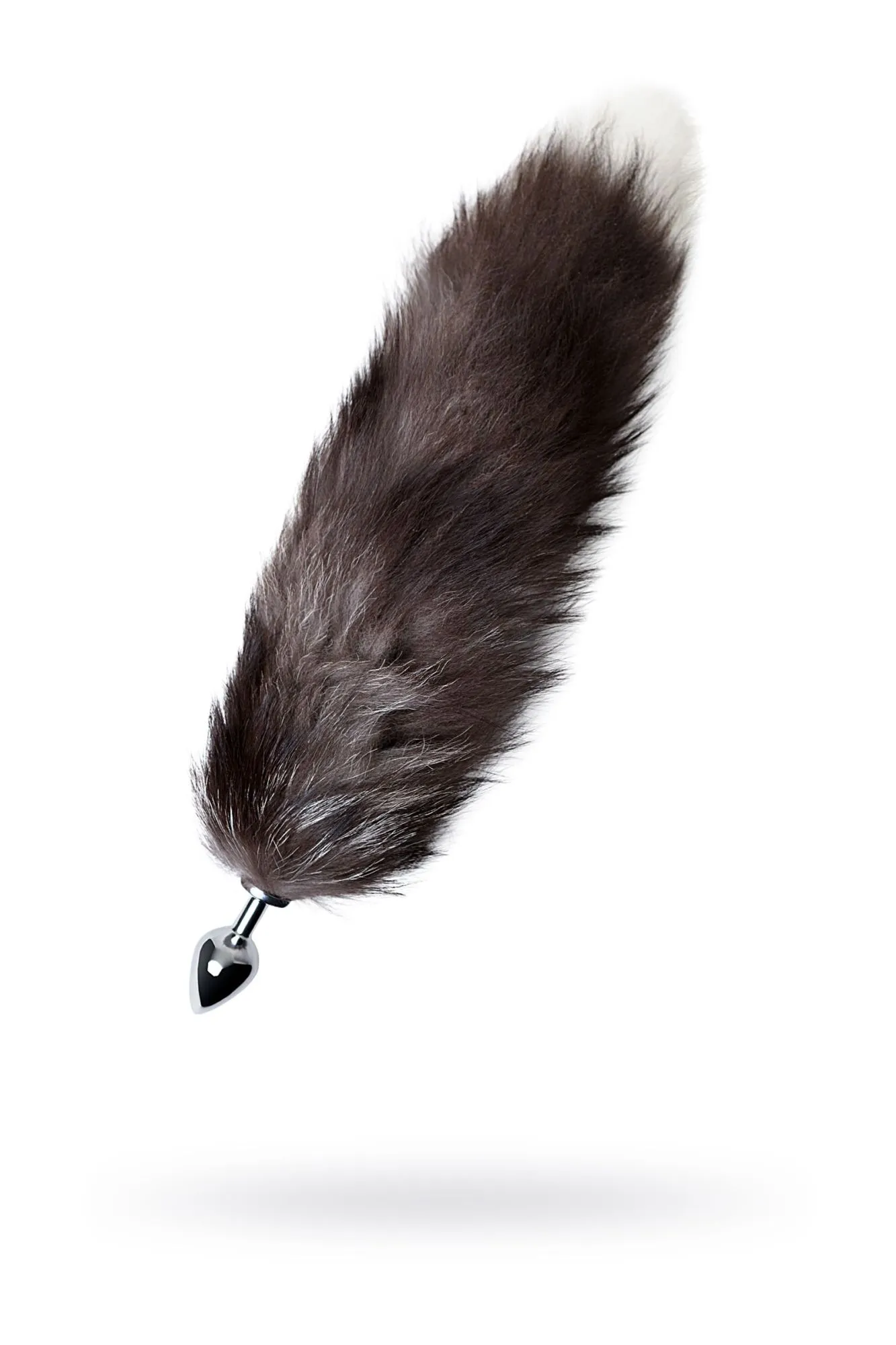 анальная втулка metal by toyfa с хвостом черно-бурой лисы, металл, серебряная, 45 см, ø 2,7 см в России