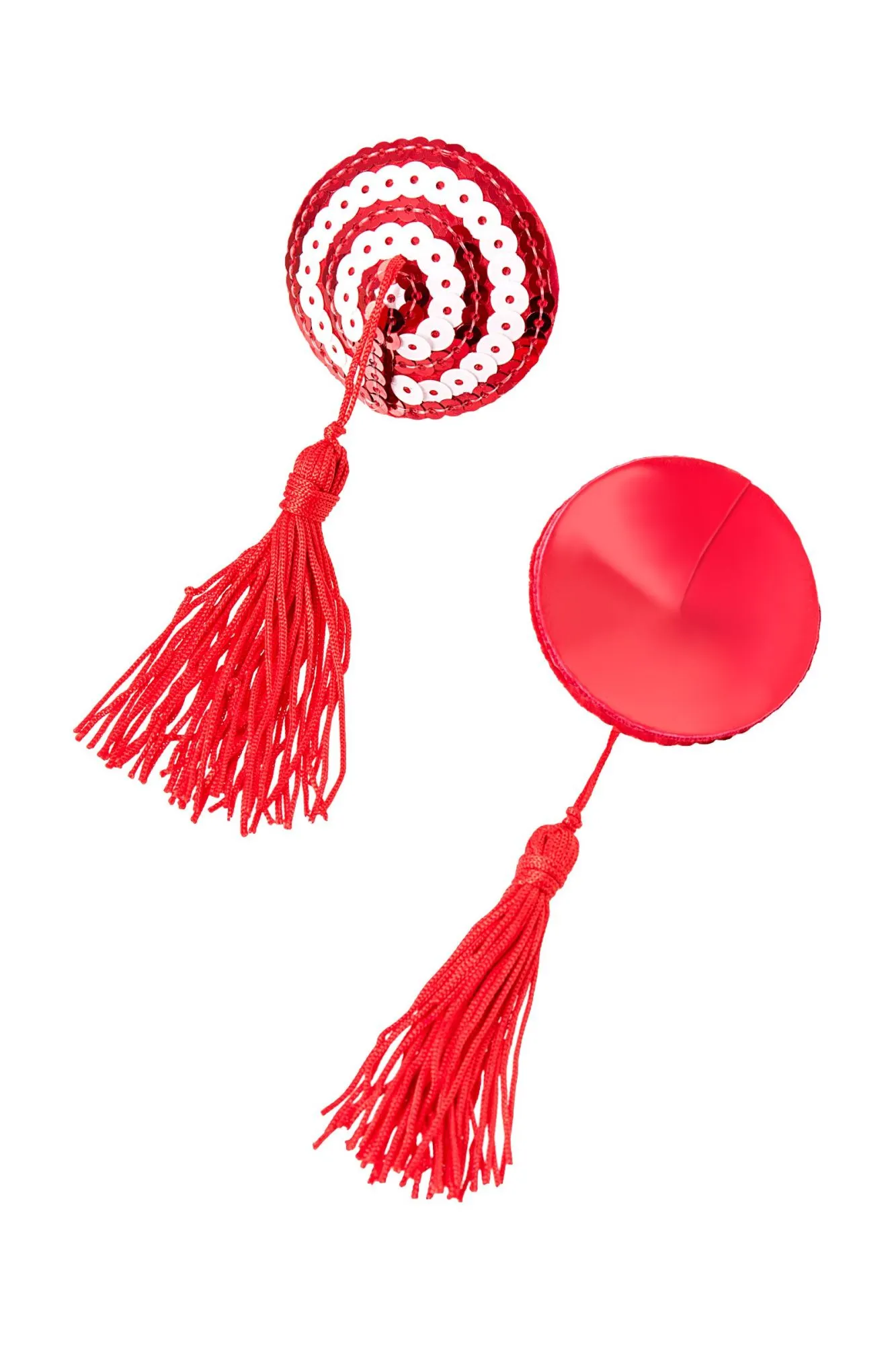 Эротическое пэстис erolanta molly, круглые, с кисточками, красный-белый в России