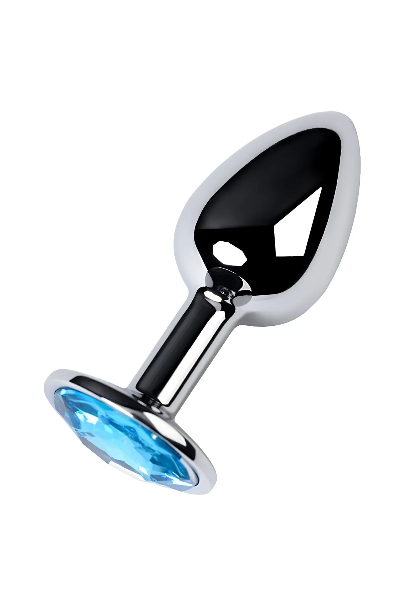 анальная втулка metal by toyfa, металл, серебряная, с голубым кристаллом, 7 см, ø 2,8 см, 50 г в России