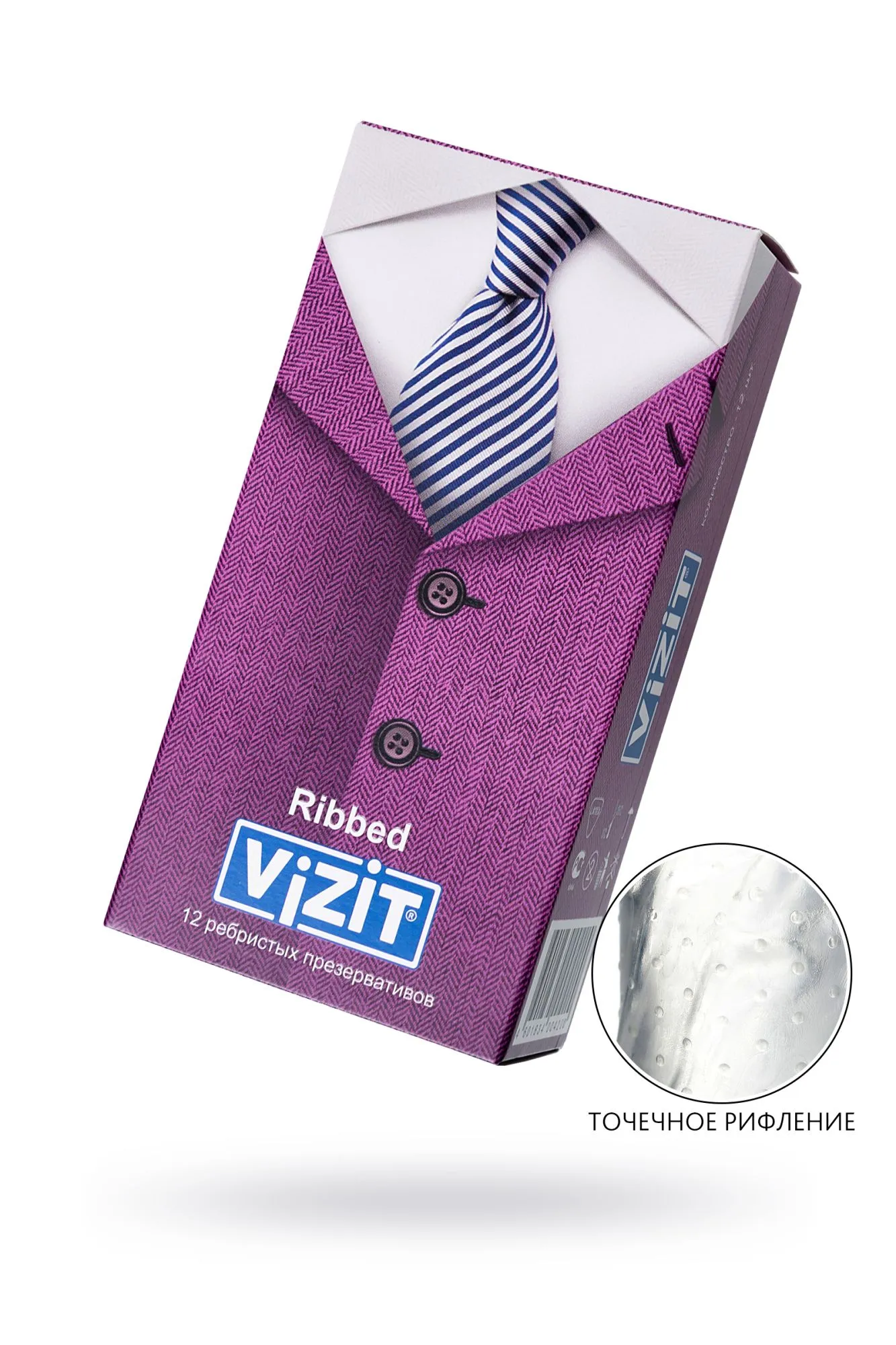 презервативы vizit, ребристые, латекс, 18 см, 5,2 см, 12 шт. в России