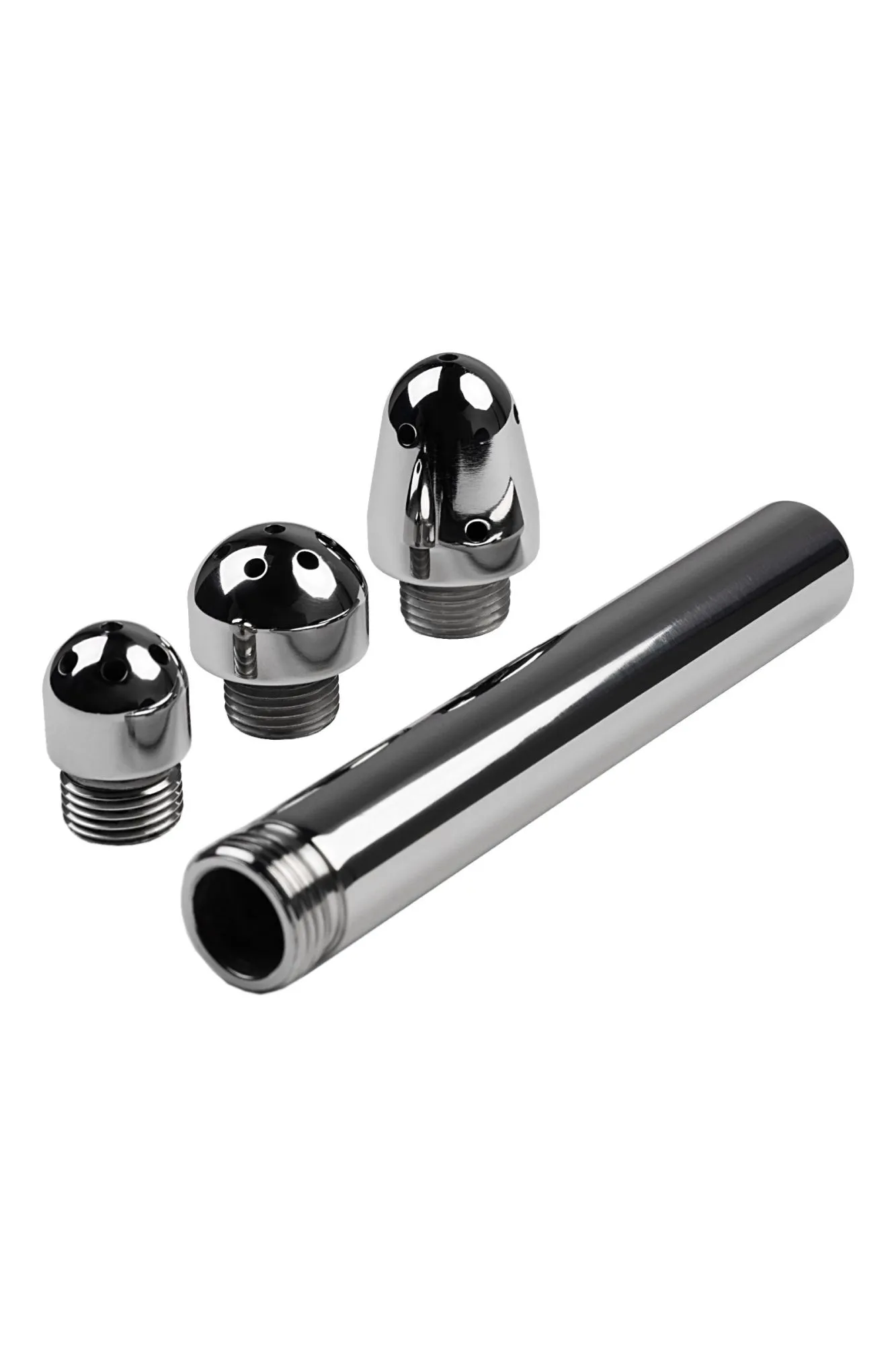 анальный душ с тремя насадками metal by toyfa, металл, серебряный, 13 см в России