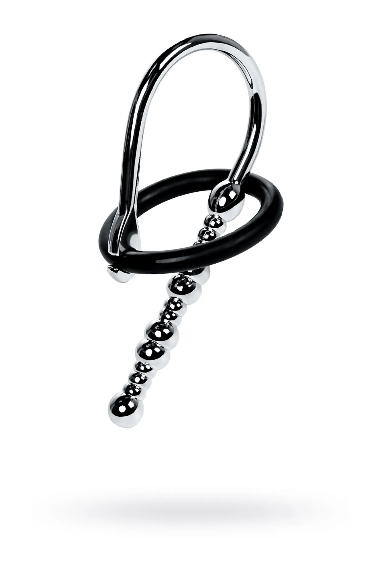 уретральный плаг-бусины toyfa metal  с мягким фиксириющим кольцом, серебряный, 5 см в России