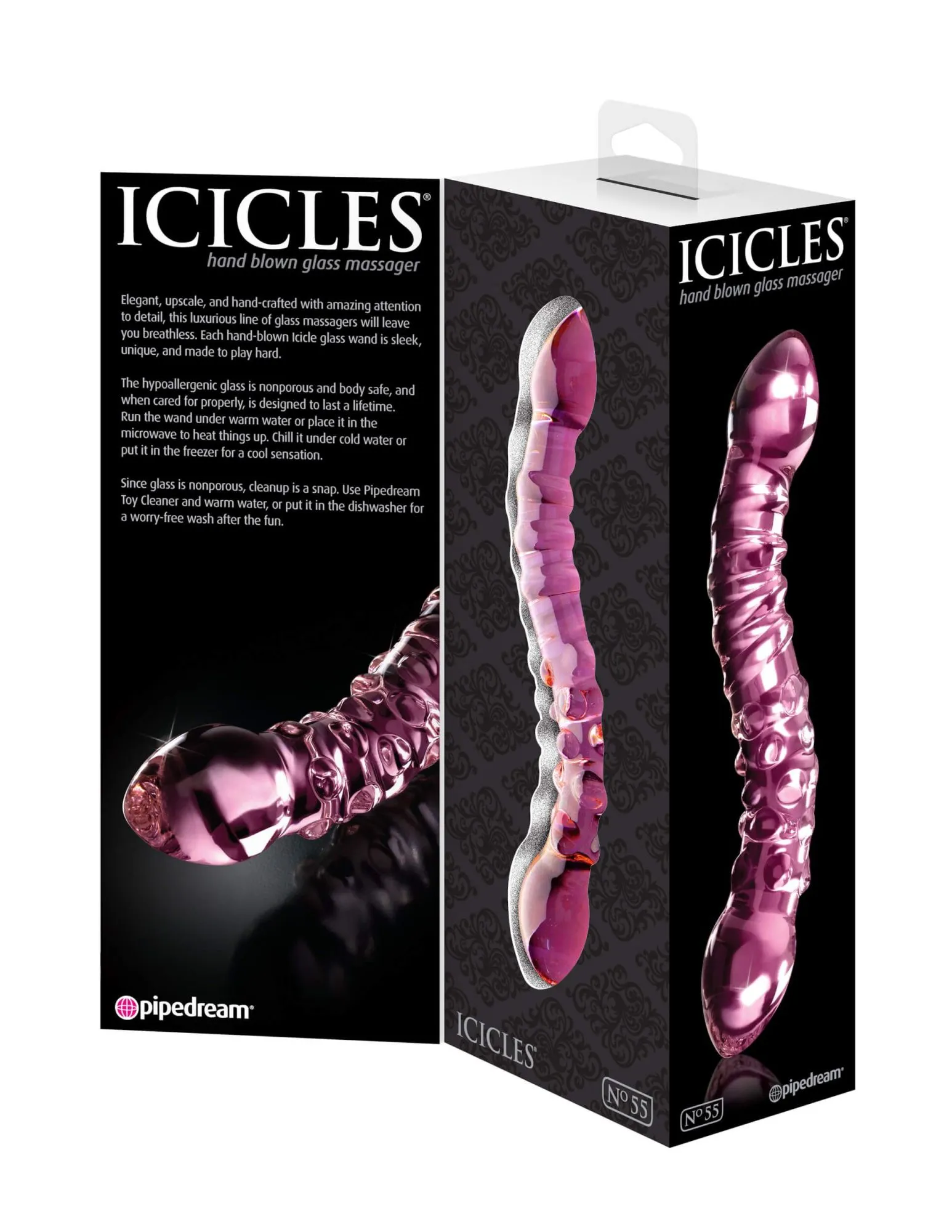 стимулятор стеклянный pipedream icicles no 55, розовый в России