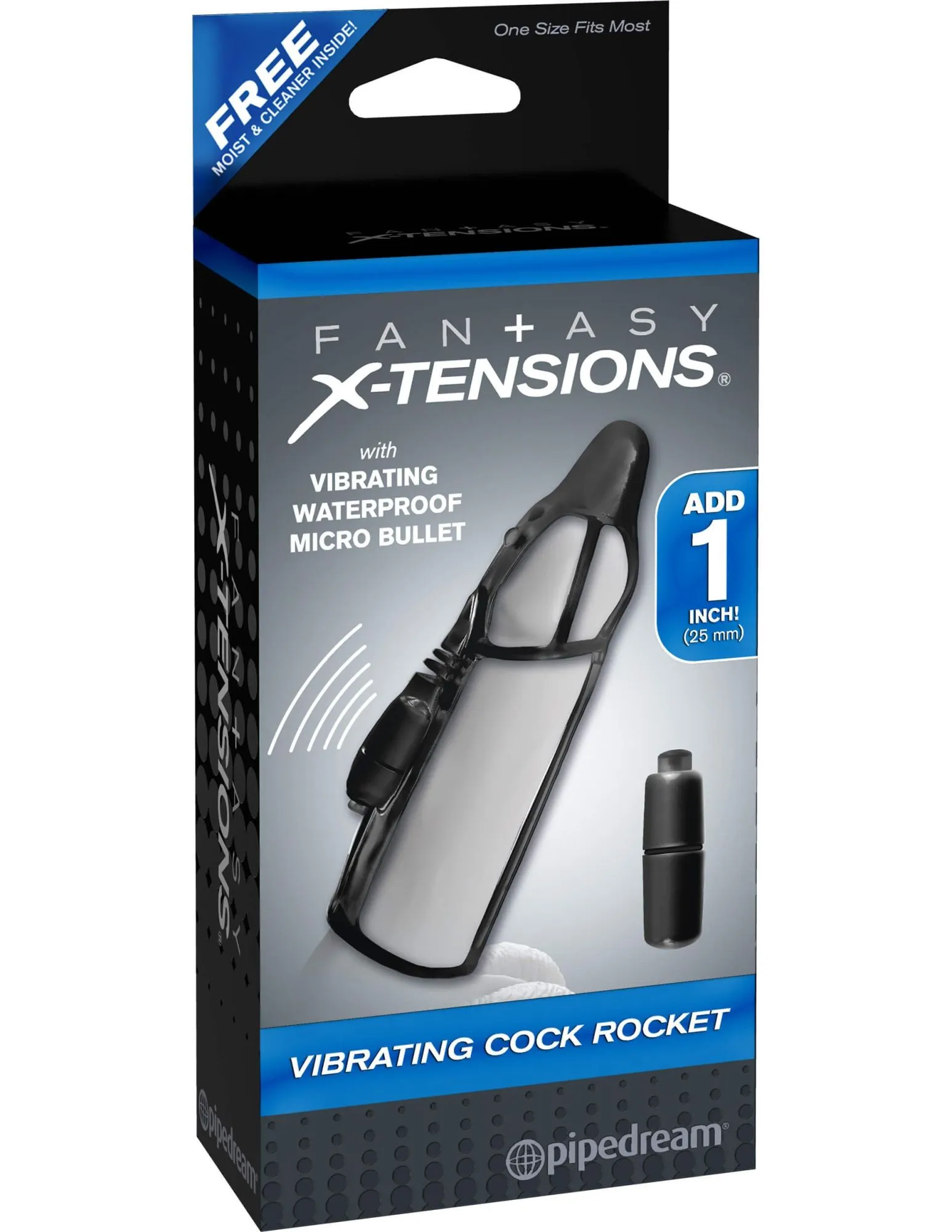 насадка с вибацией pipedream vibrating cock rocket, чёрная в России