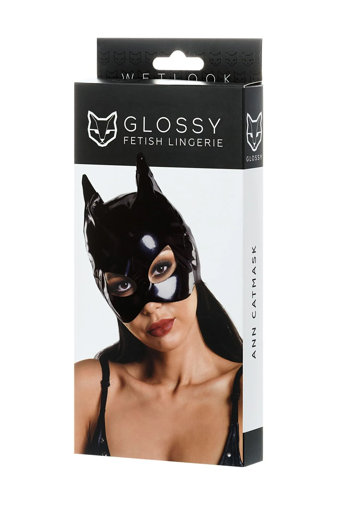 маска кошки glossy ann из материала wetlook, черный, os в России