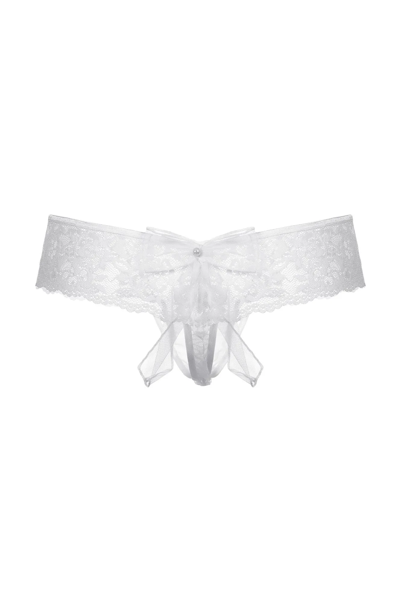 Эротическое шортики с бантиком открытые кружевные softline collection, белый, s/m в России