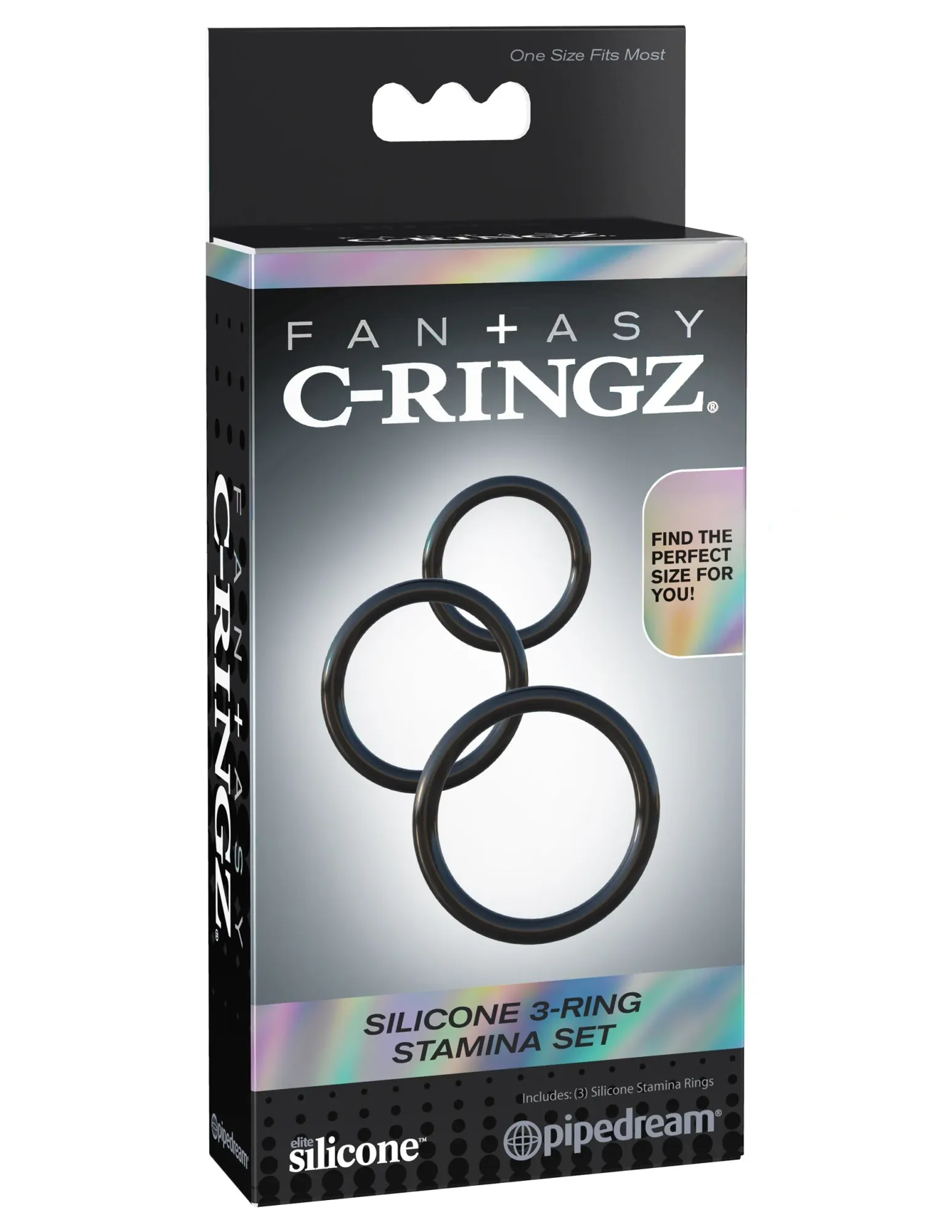 набор эрекционных колец fantasy c-ringz silicone 3-ring stamina set - black pipedream 591223pd в России