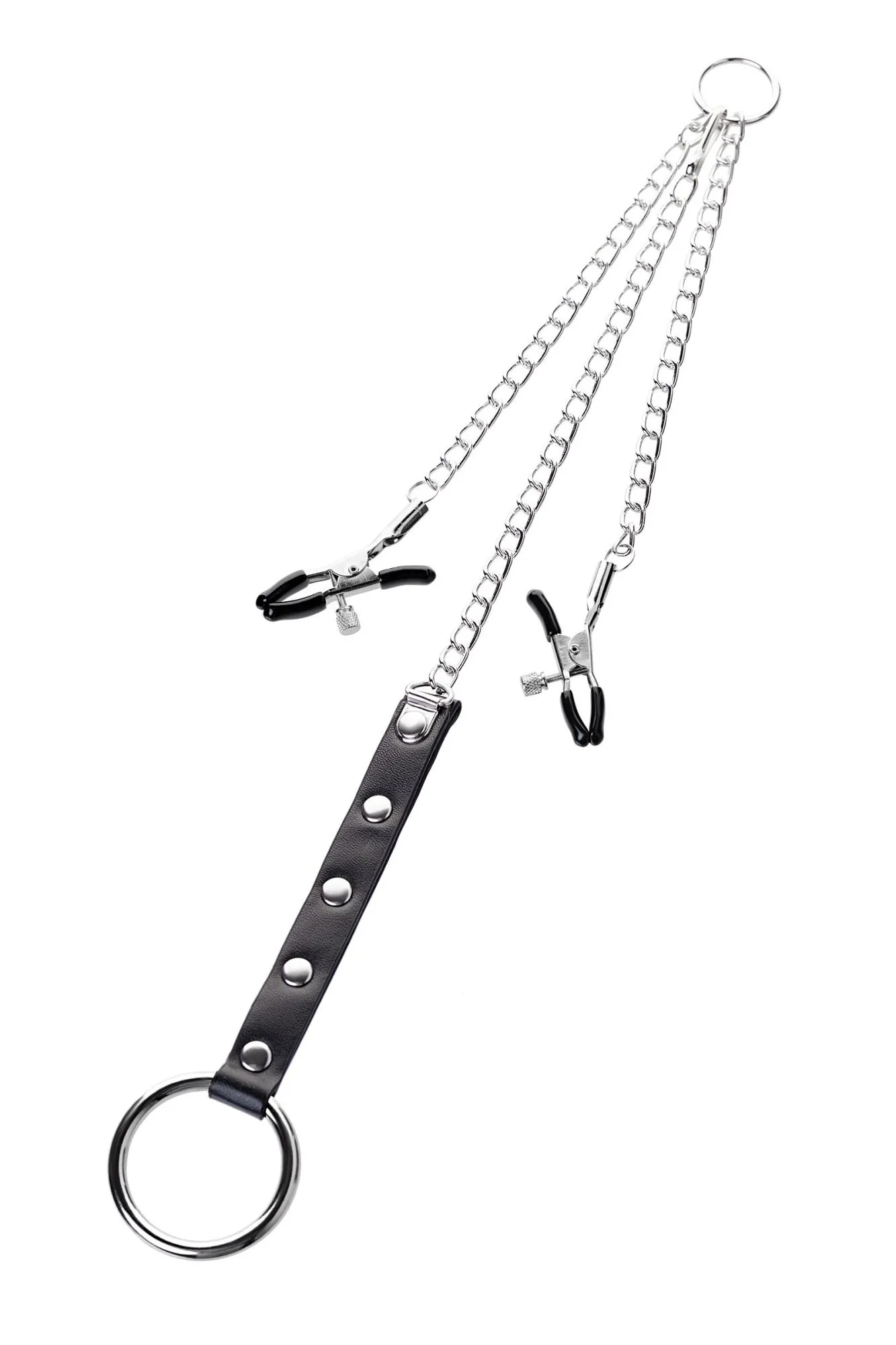 зажимы для сосков toyfa metal с кольцом для пениса, серебряные, 60 см в России