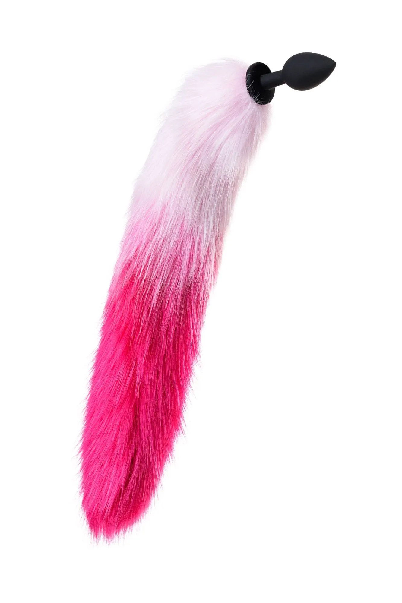 анальная втулка с бело-розовым хвостом popo pleasure by toyfa, s, силикон, черная, 45 см, ø 2,7 см в России