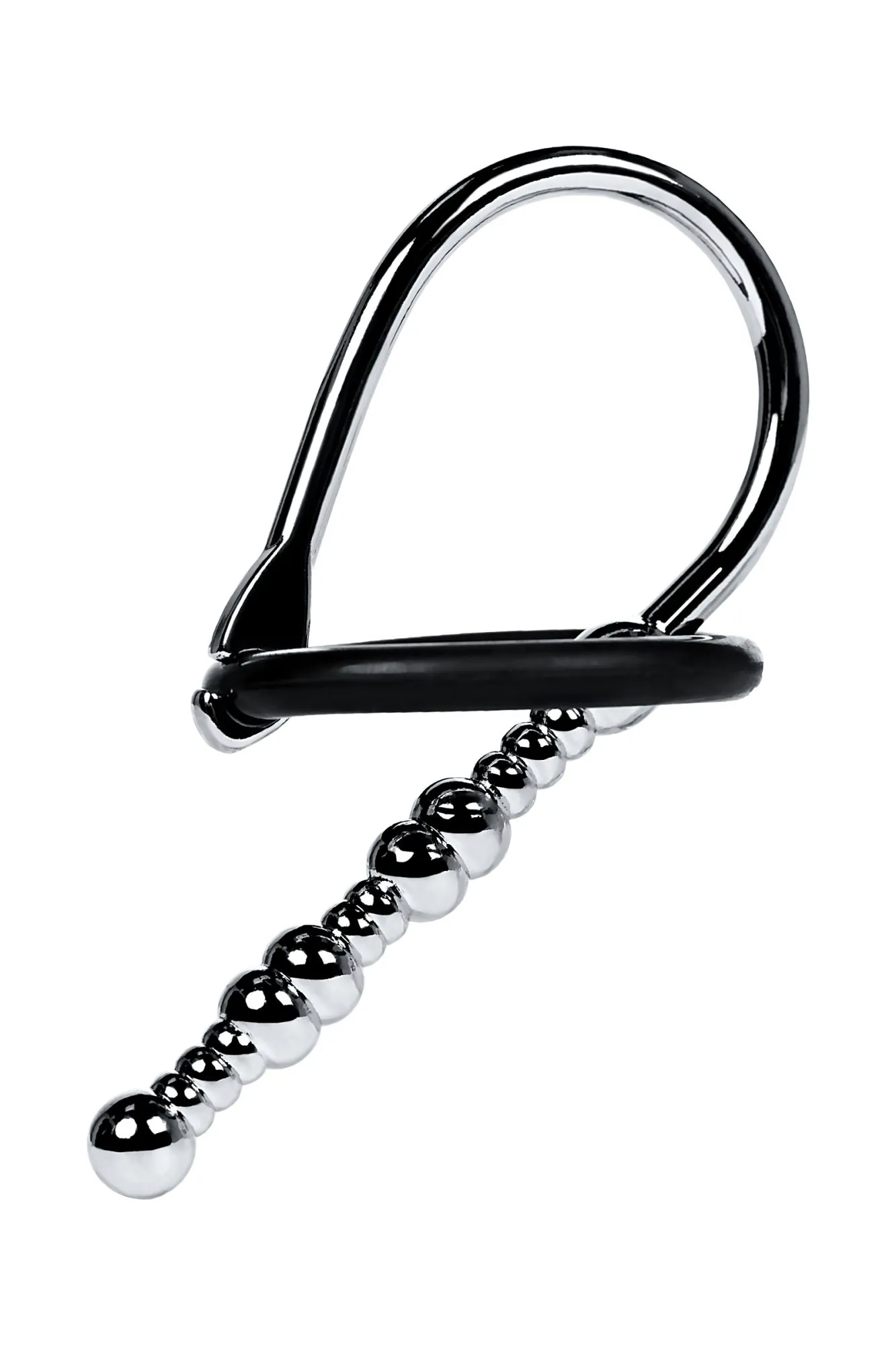 уретральный плаг-бусины toyfa metal  с мягким фиксириющим кольцом, серебряный, 5 см в России