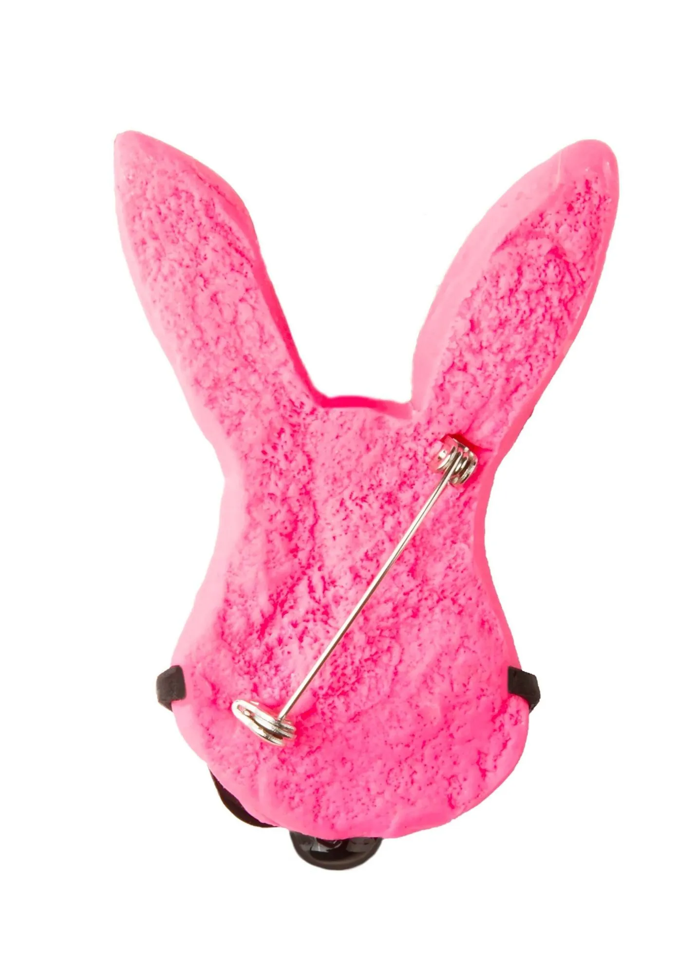 брошь розовый кролик с черным кляпом на булавке в России