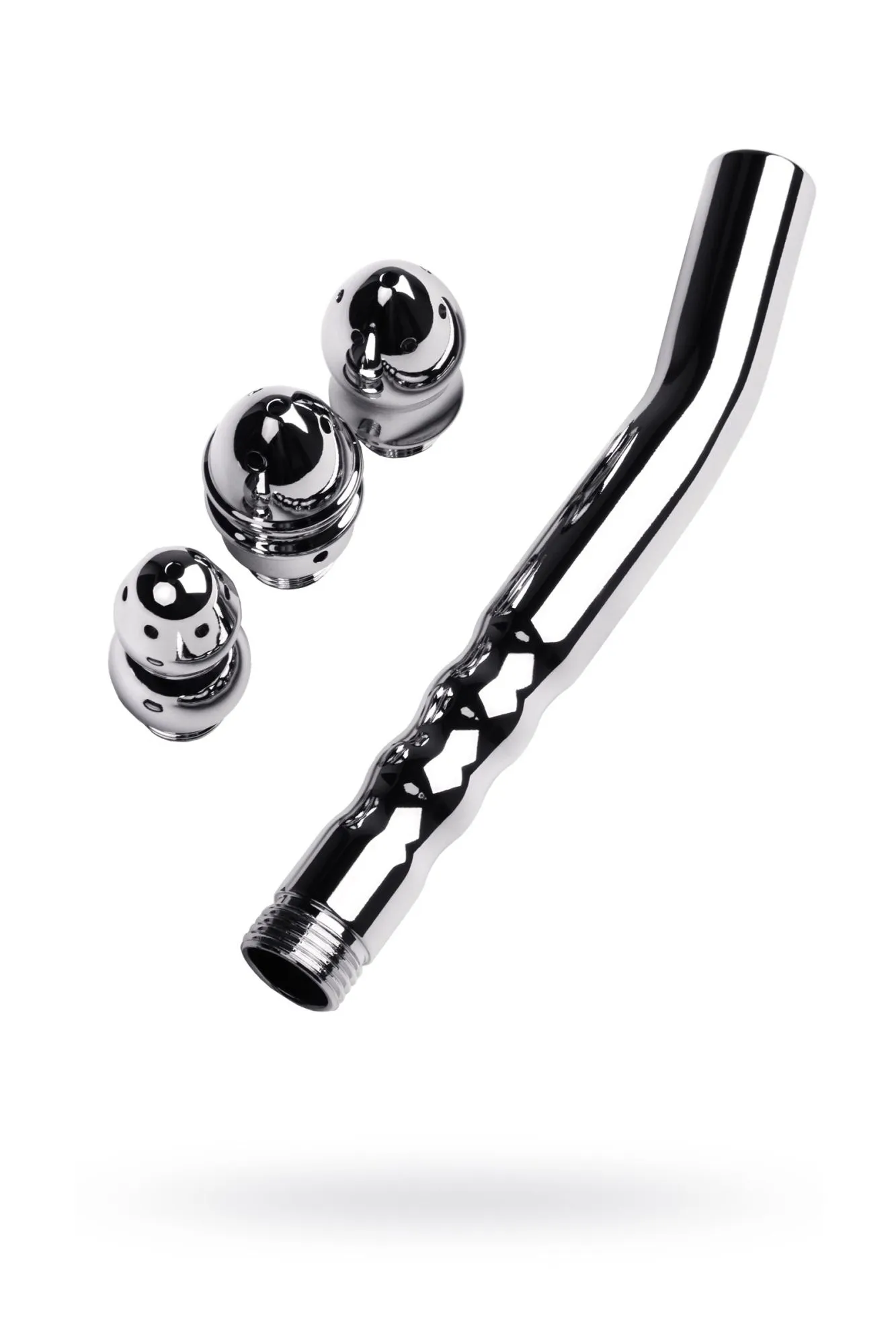 анальный душ с тремя насадками metal by toyfa, серебряный, ø 2см, 15,4 г в России