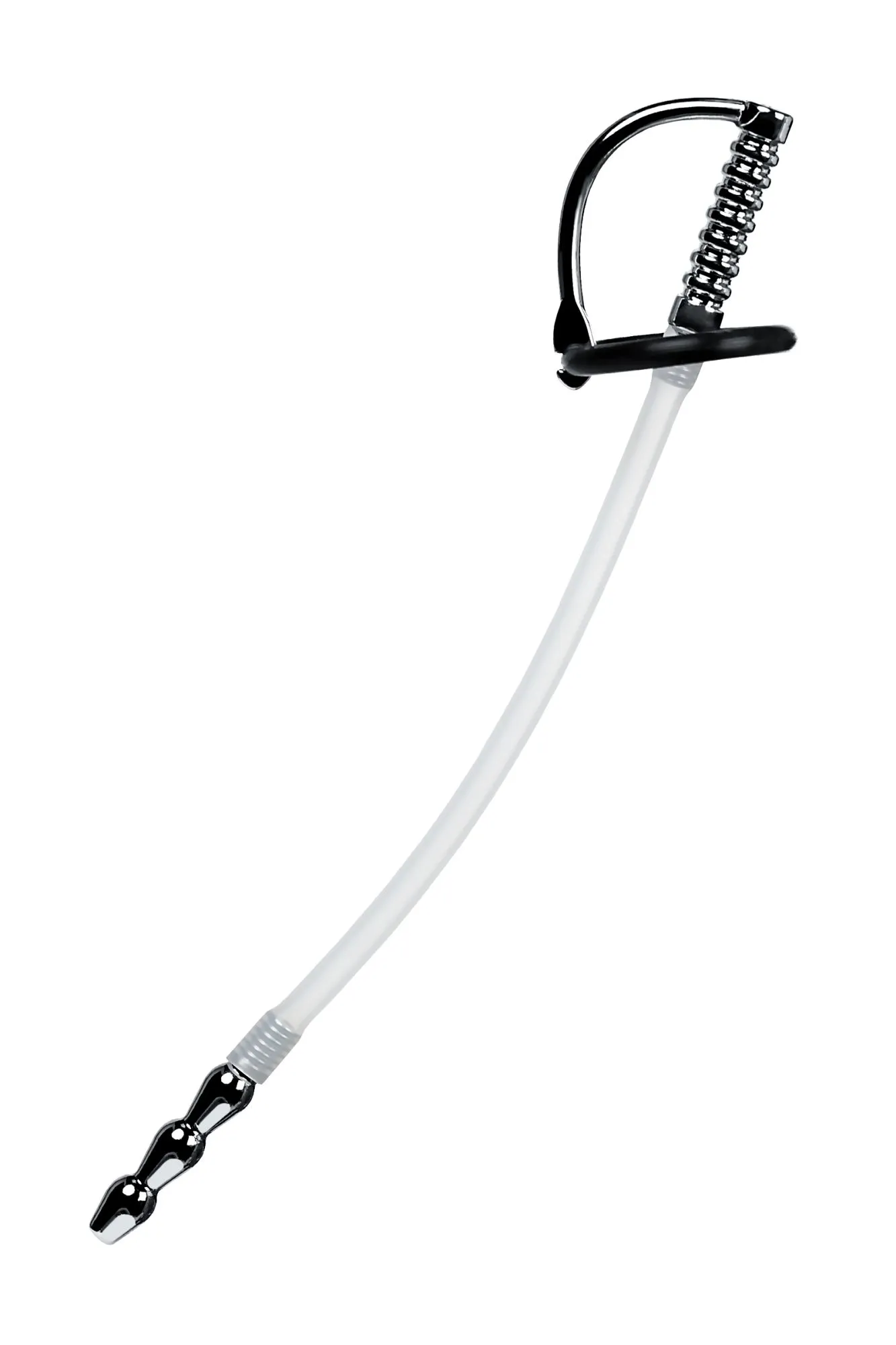 уретральный катетер metal by toyfa, со сменными фиксирующими кольцами, силикон, серебряный в России