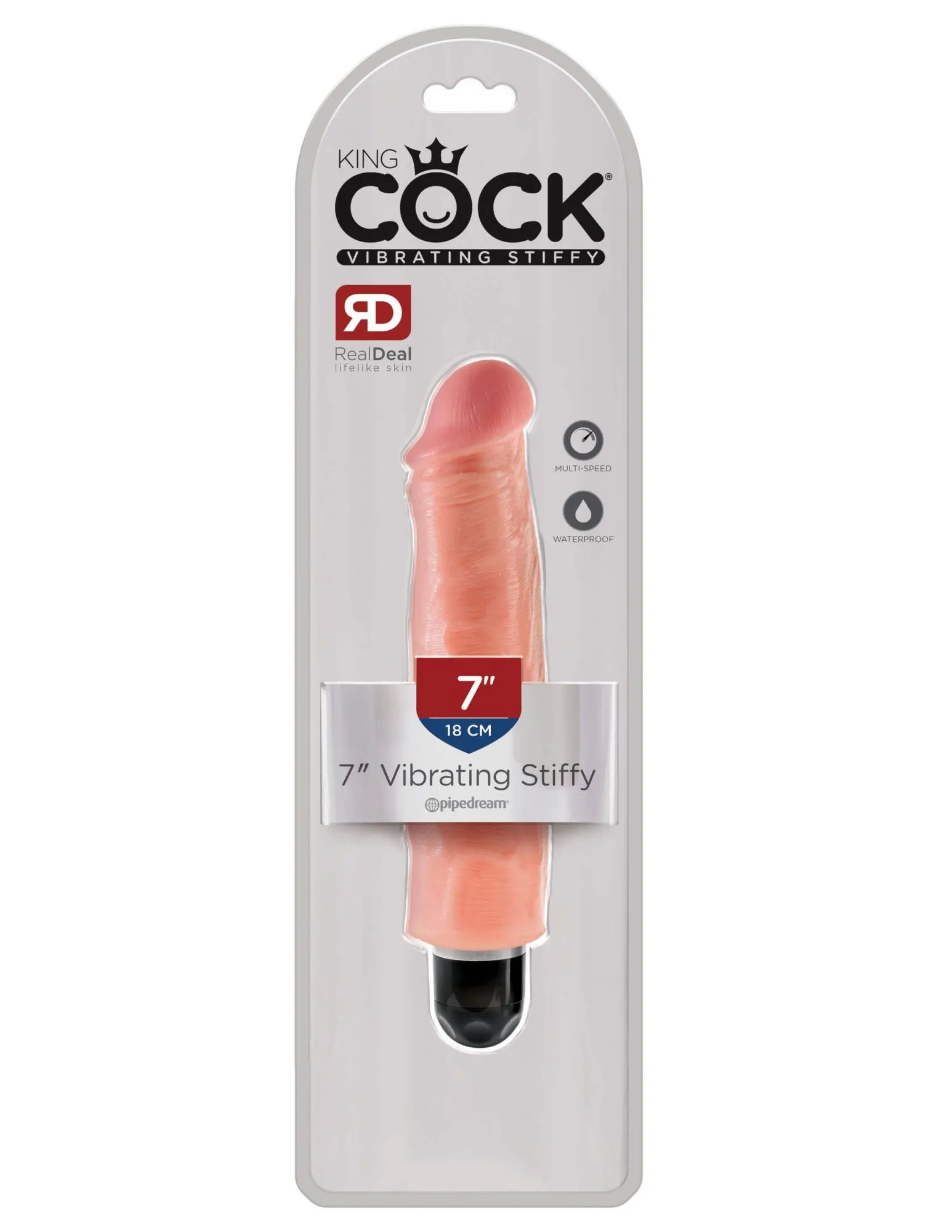 вибратор-реалистик pipedream king cock 7 inch vibrating stiffy, телесный в России