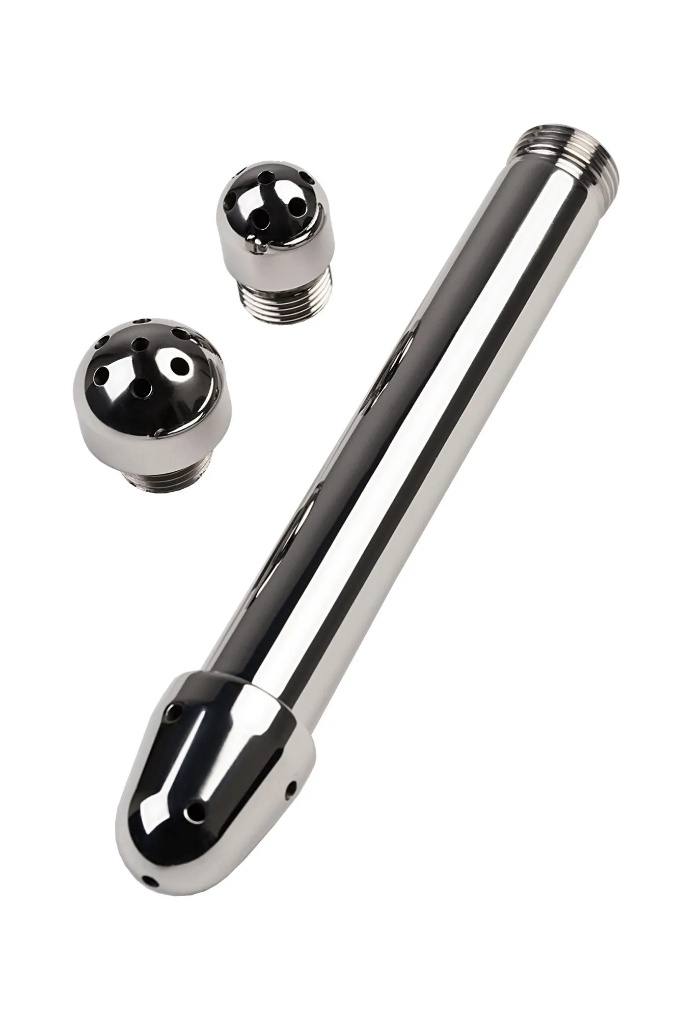 анальный душ с тремя насадками metal by toyfa, металл, серебряный, 13 см в России