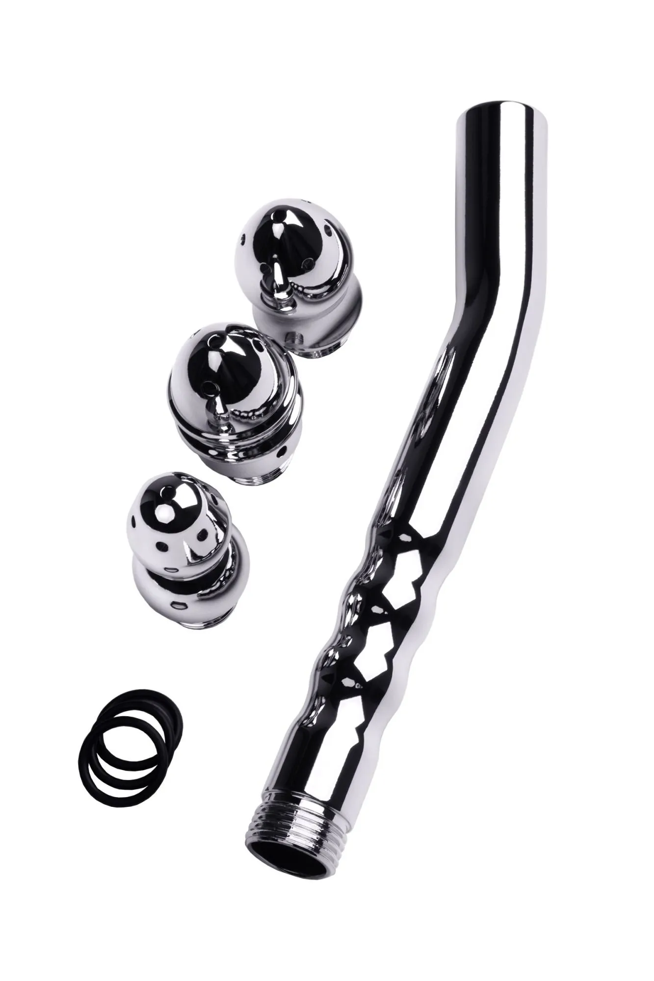 анальный душ с тремя насадками metal by toyfa, серебряный, ø 2см, 15,4 г в России