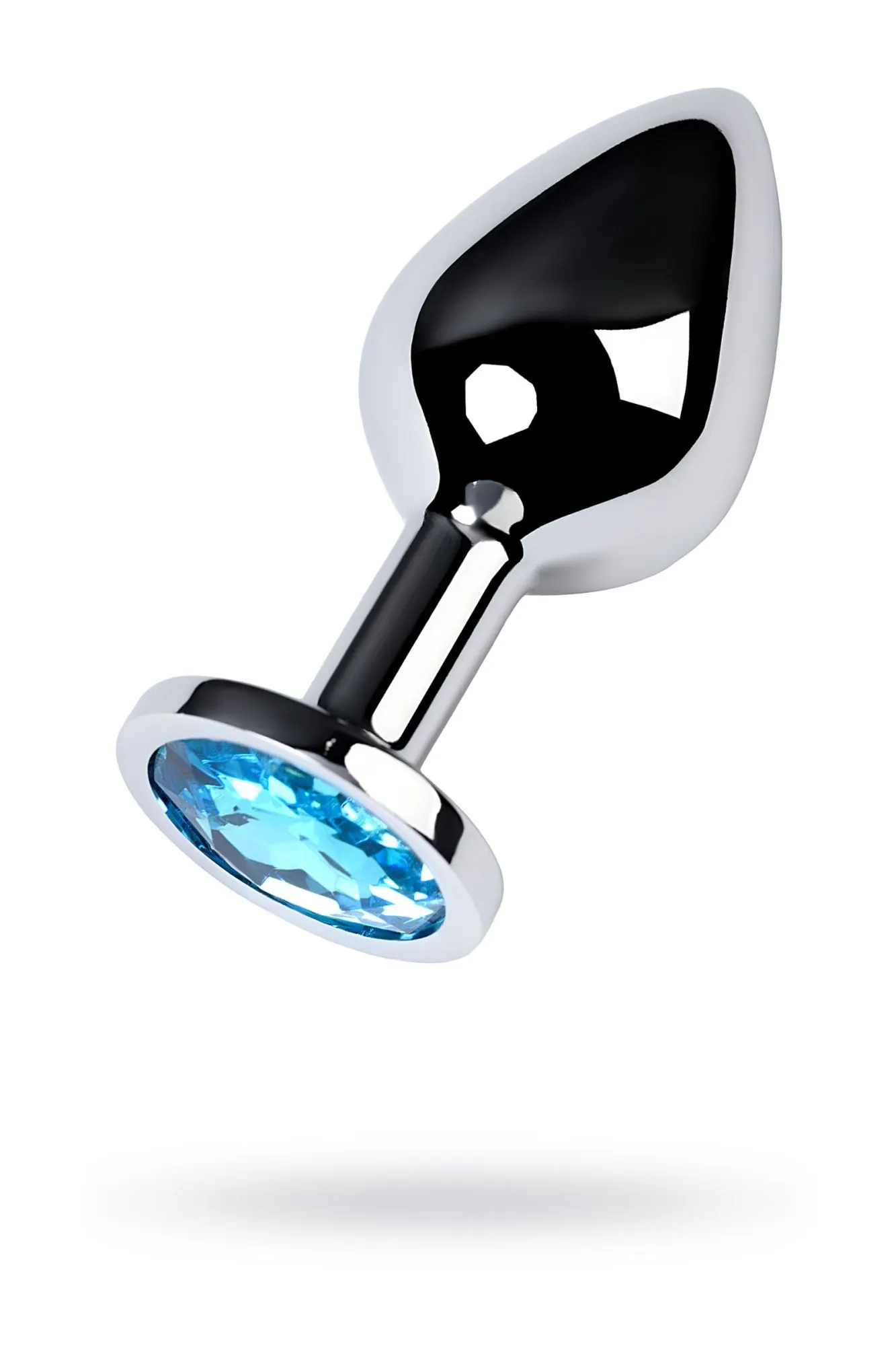 анальная втулка metal by toyfa, металл, серебряная, с голубым кристаллом, 8 см, ø 3,4 см, 85 г в России