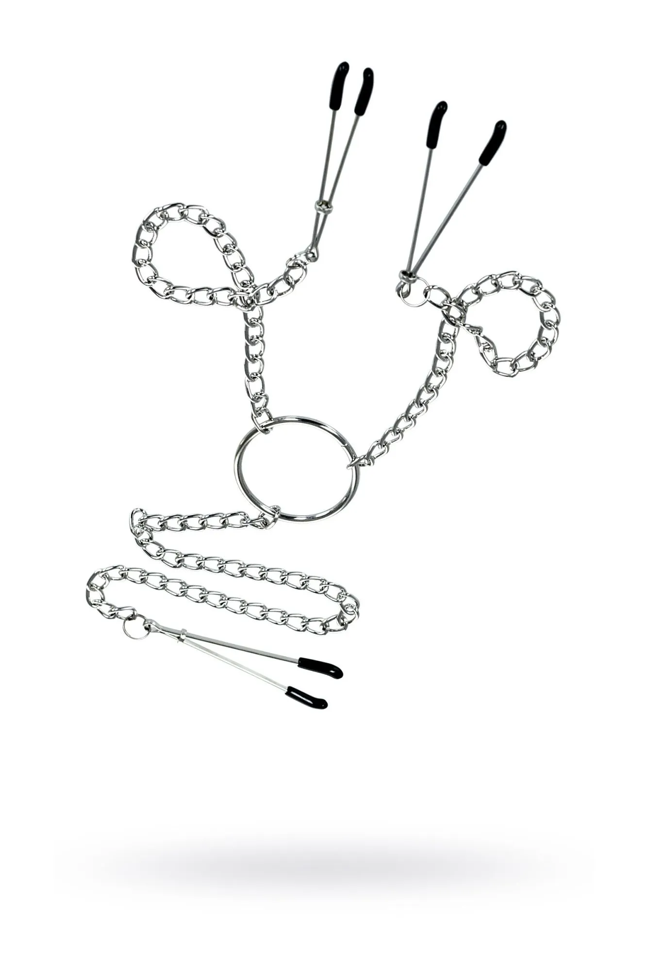 зажимы для сосков и клитора theatre by toyfa на цепочке, металл, серебряные в России