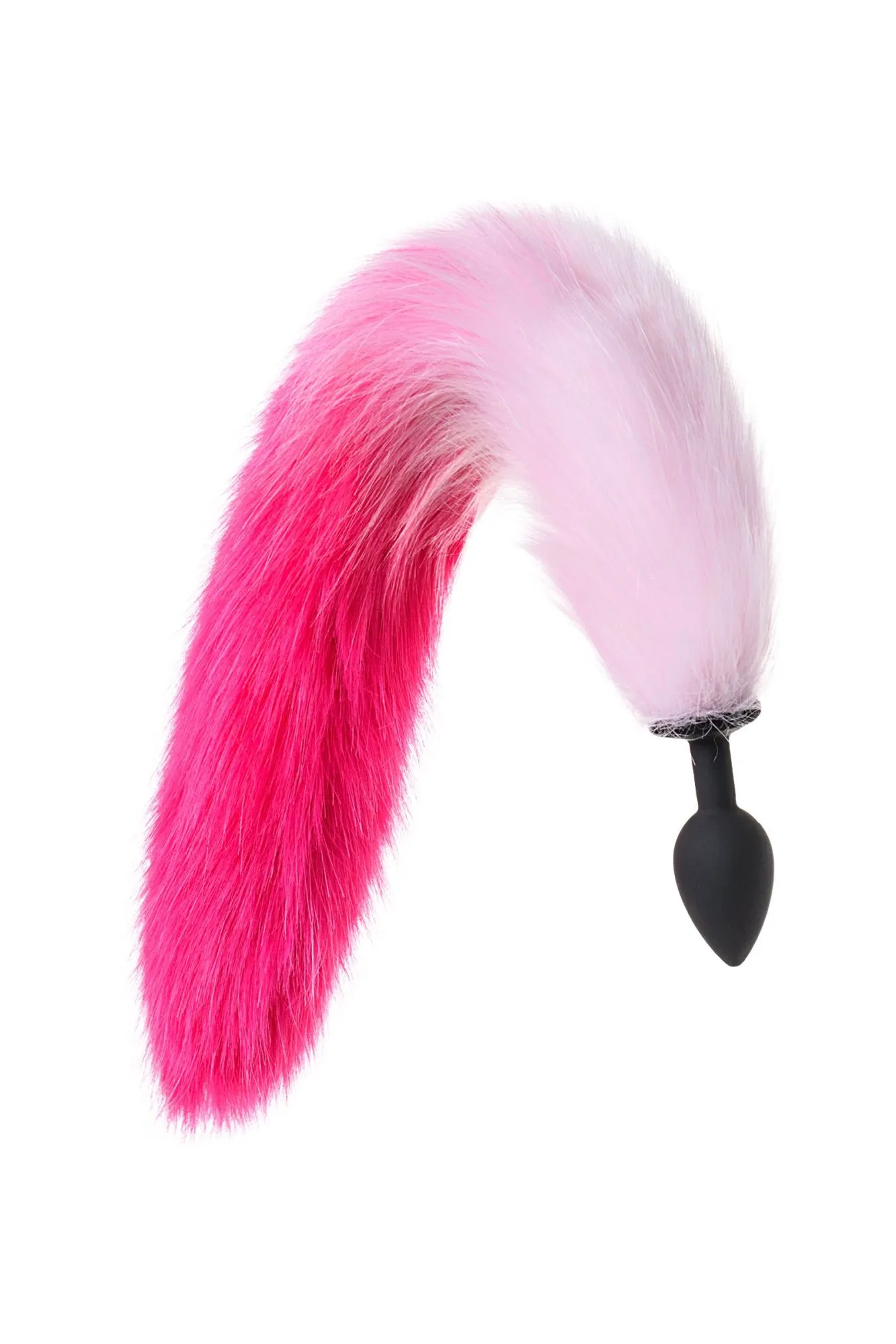 анальная втулка с бело-розовым хвостом popo pleasure by toyfa, s, силикон, черная, 45 см, ø 2,7 см в России