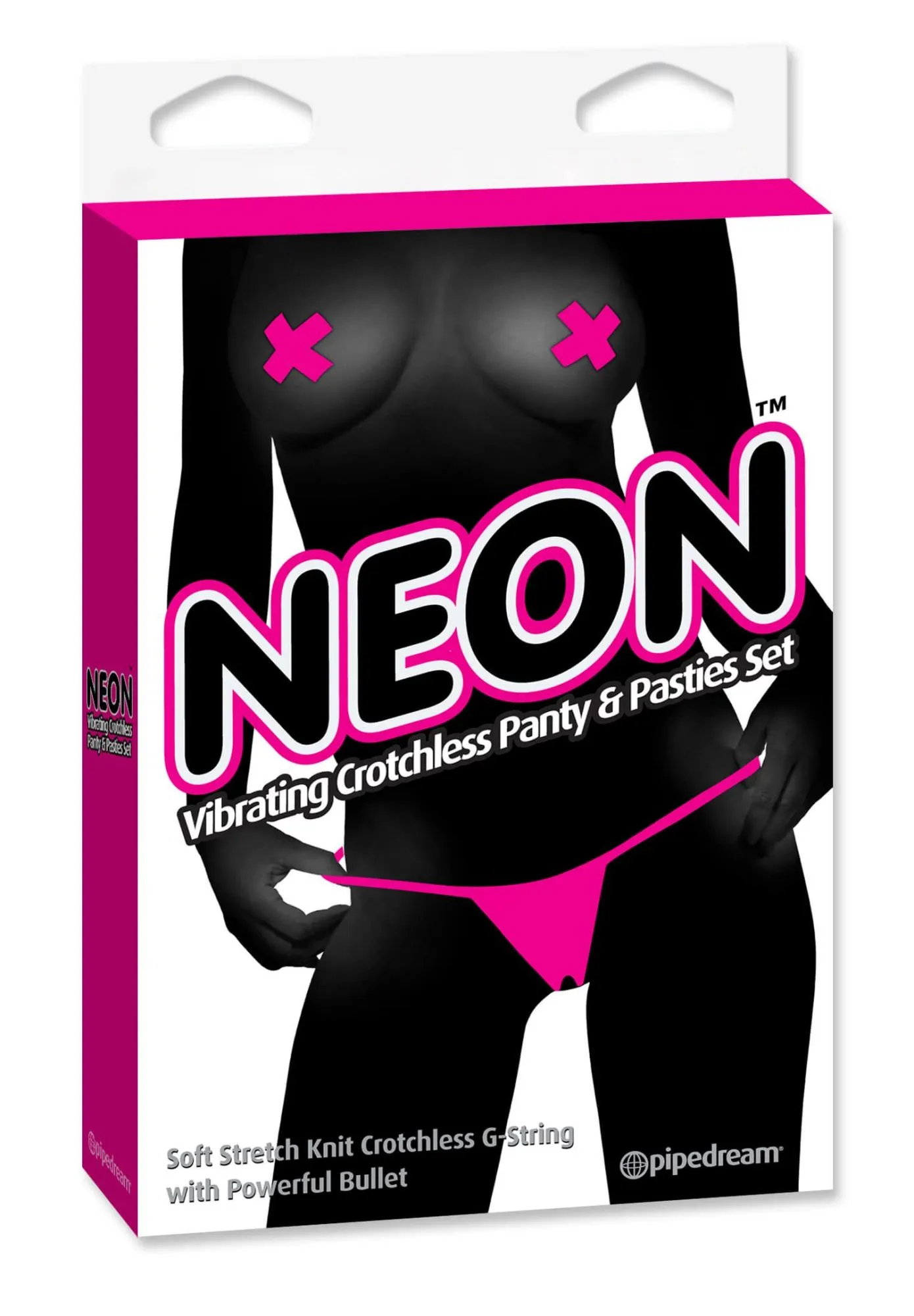набор pipedream neon vibrating crotchless panty & pasties set, розовый в России