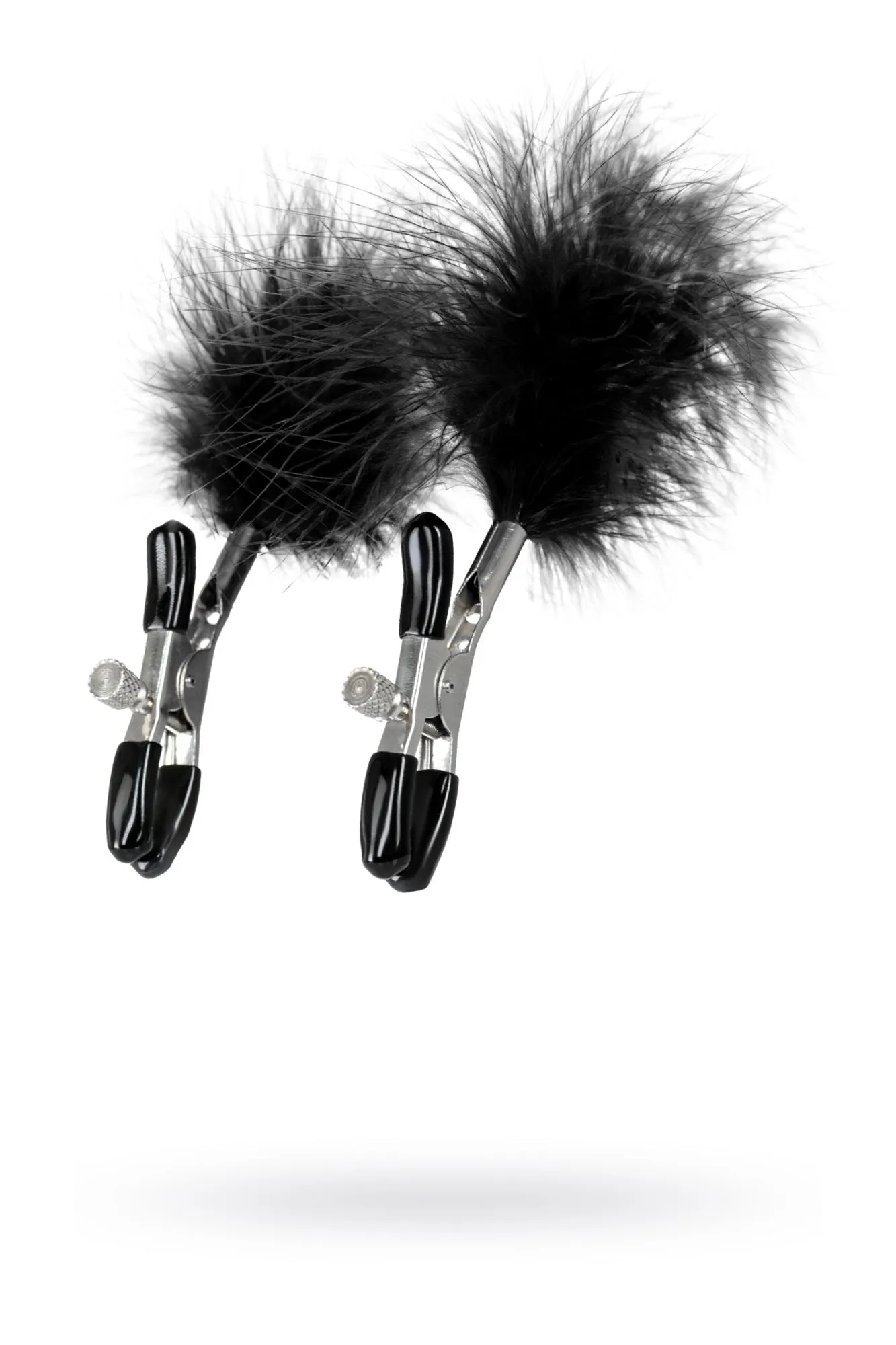 зажимы для сосков theatre by toyfa, металл с пухом, черные в России