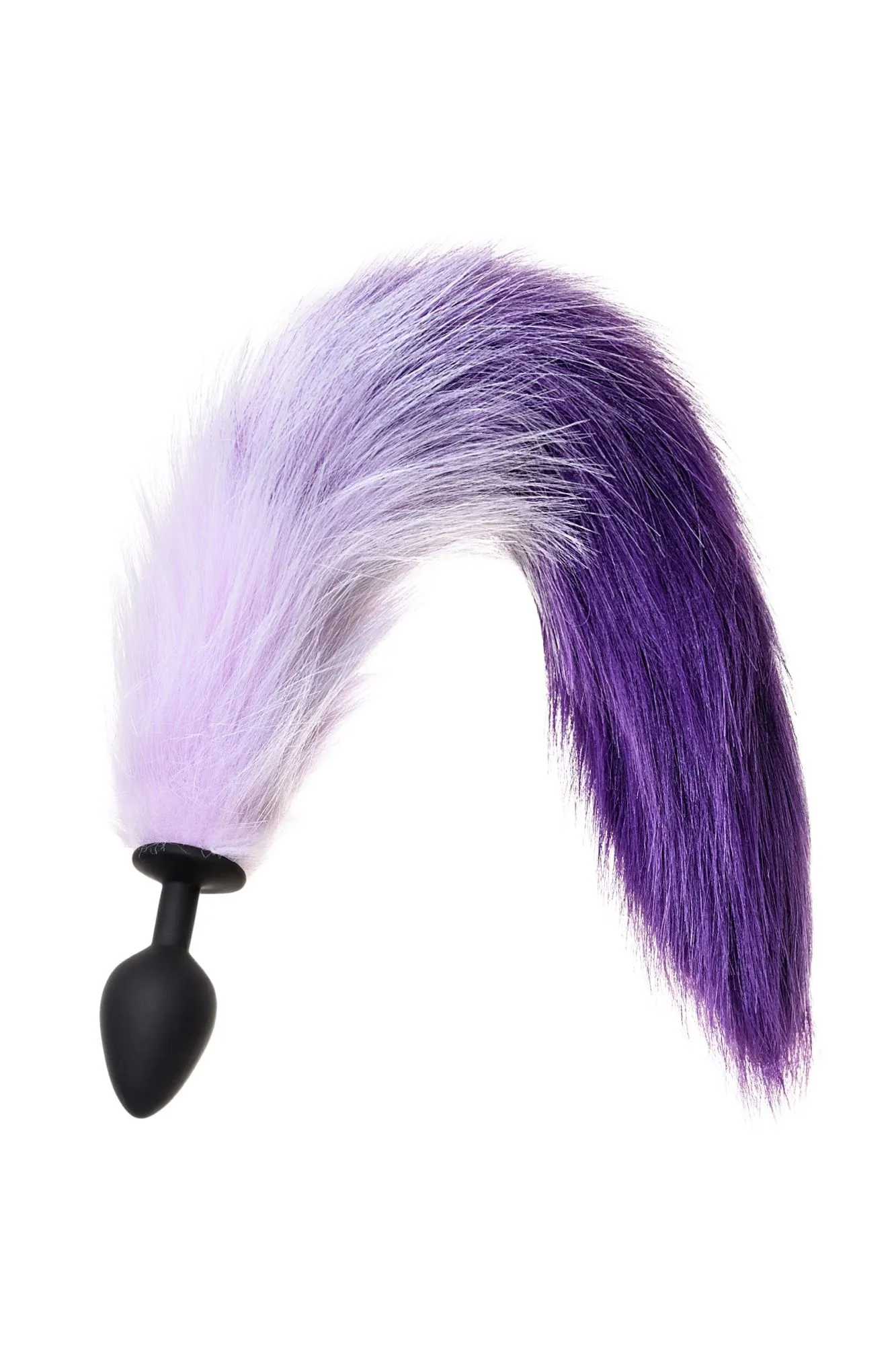 анальная втулка с бело-фиолетовым хвостом popo pleasure by toyfa, m, силикон, черная, 45 см, ø 3,3 с в России