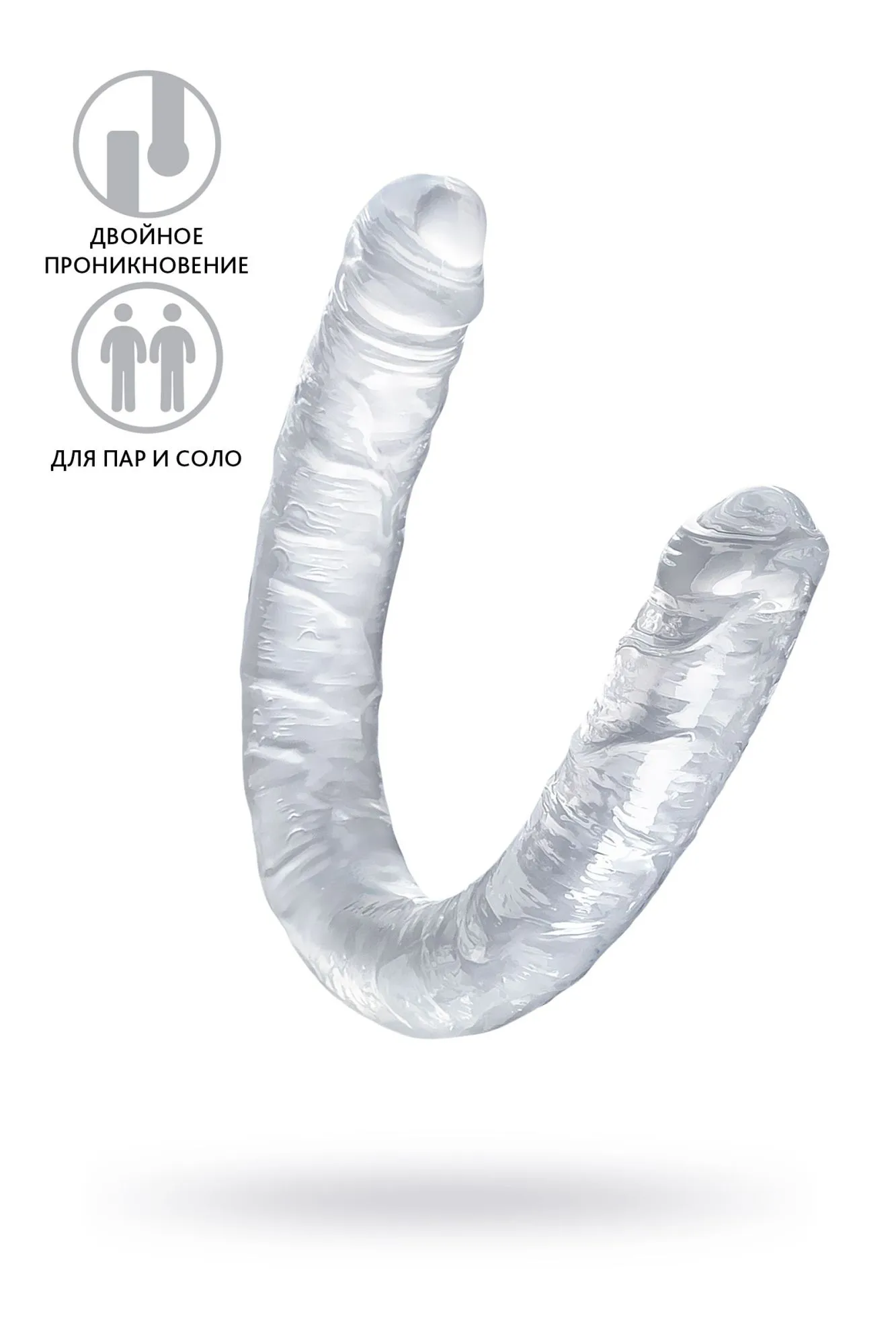 фаллоимитатор двусторонний toyfa double dildo, tpr, прозрачный, 40 см в России