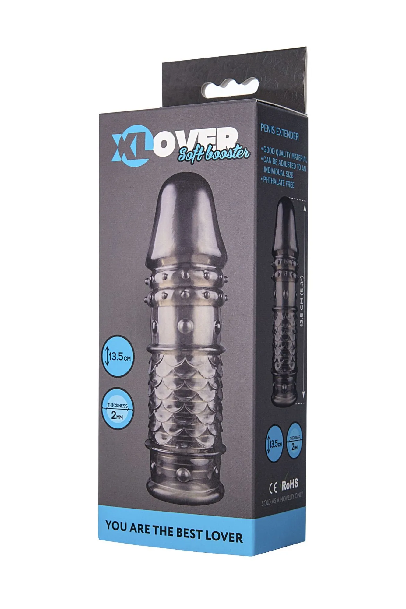 насадка toyfa xlover, для увеличения размера, tpe, черная прозрачная, 13,5 см в России