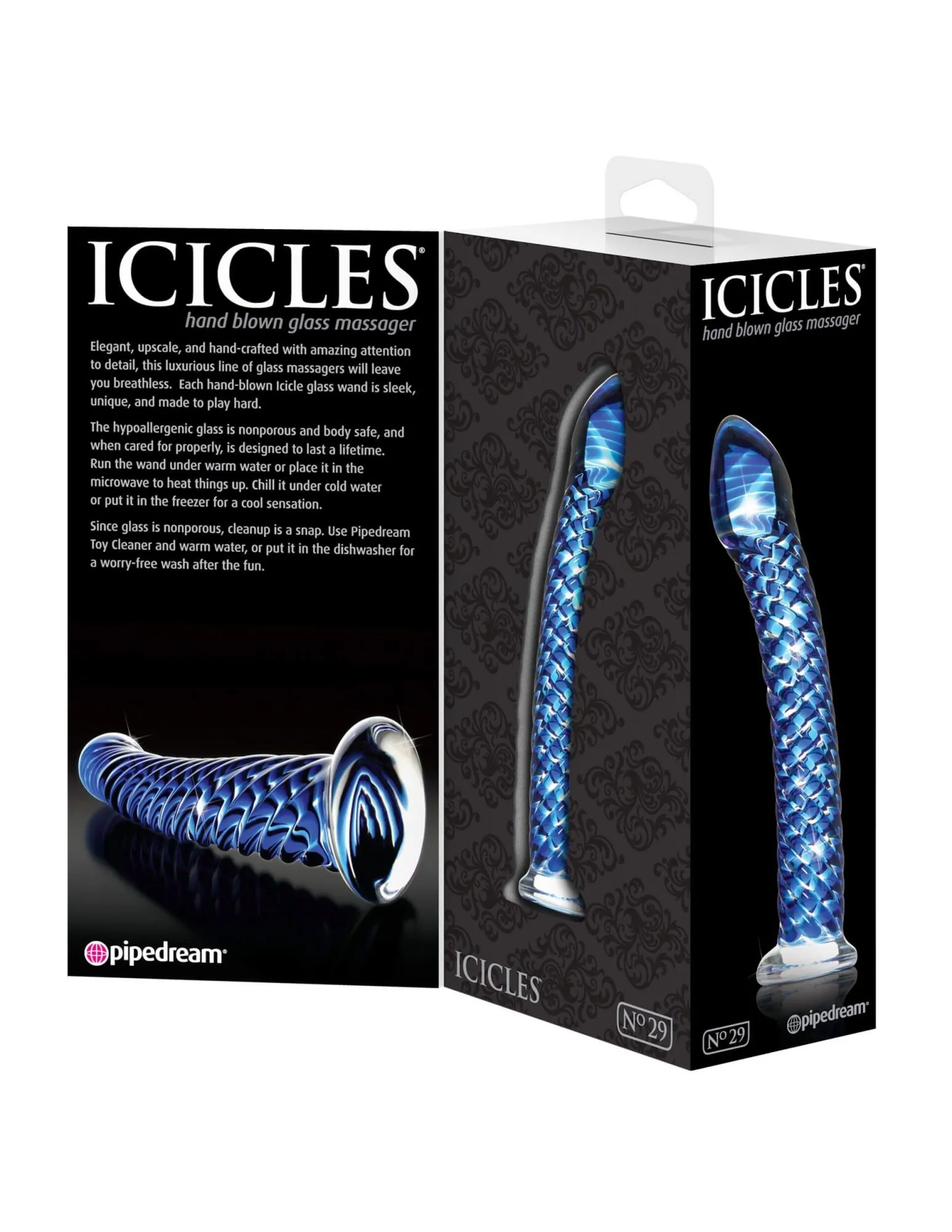 стимулятор стеклянный pipedream icicles no 29, синий в России