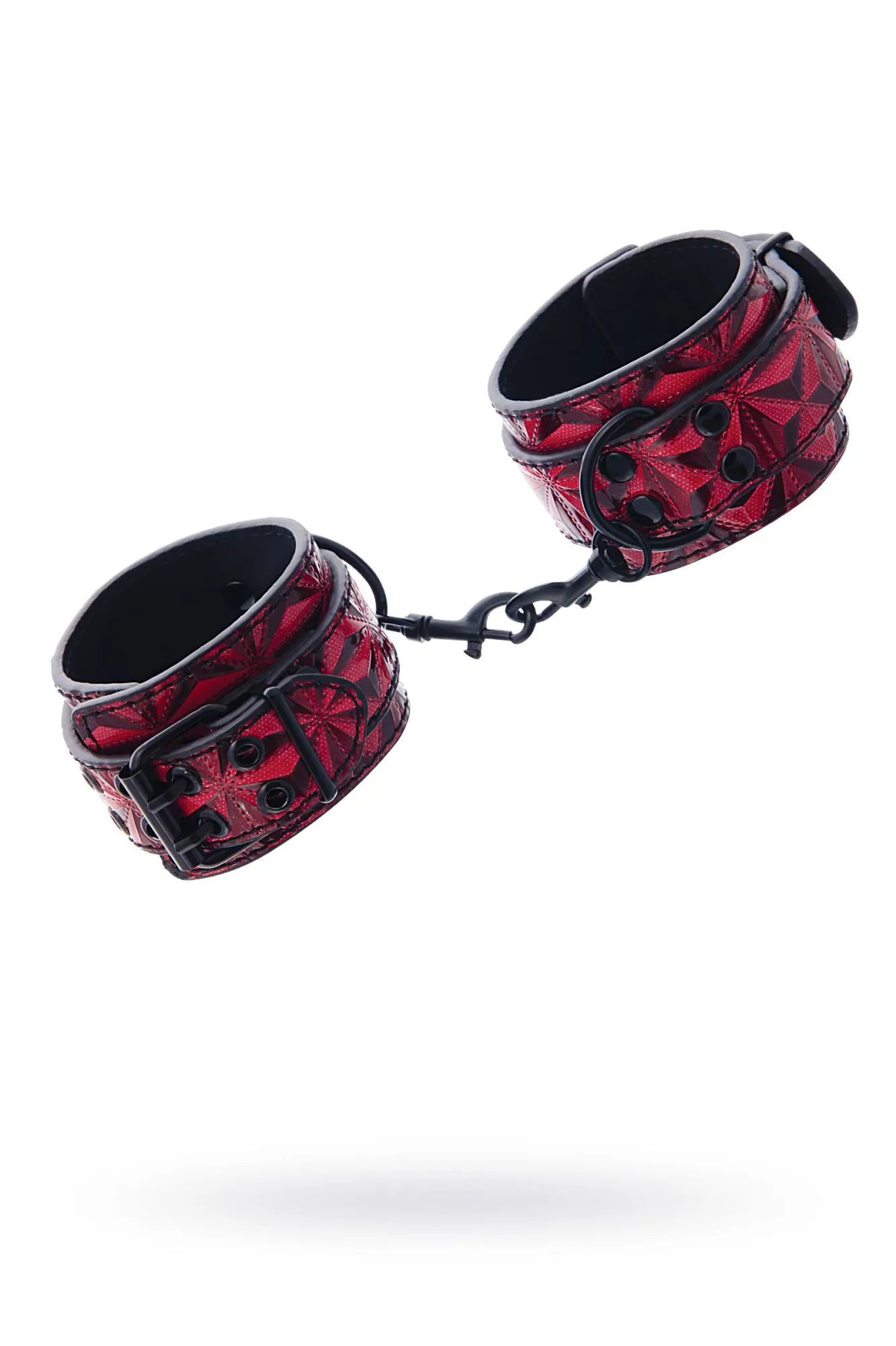 наручники toyfa theatre из материала с 3d эффектом, красные, 27 см в России