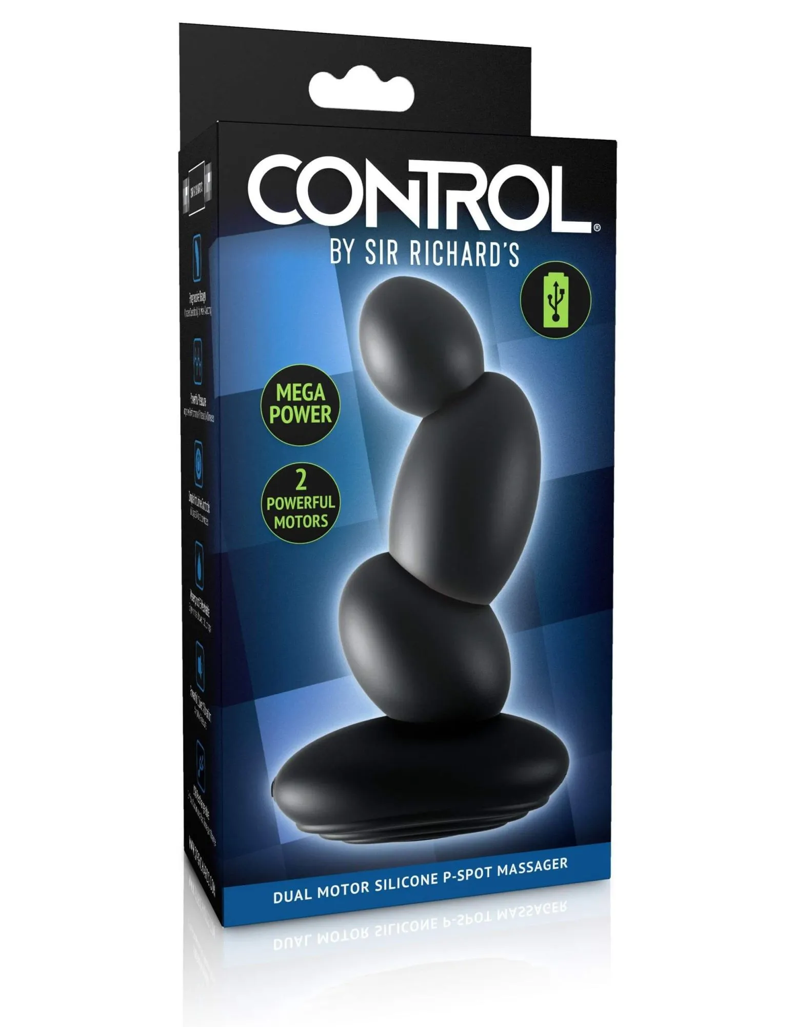анальный массажер control by sir richards dual motor silicone pspot massager, чёрный в России