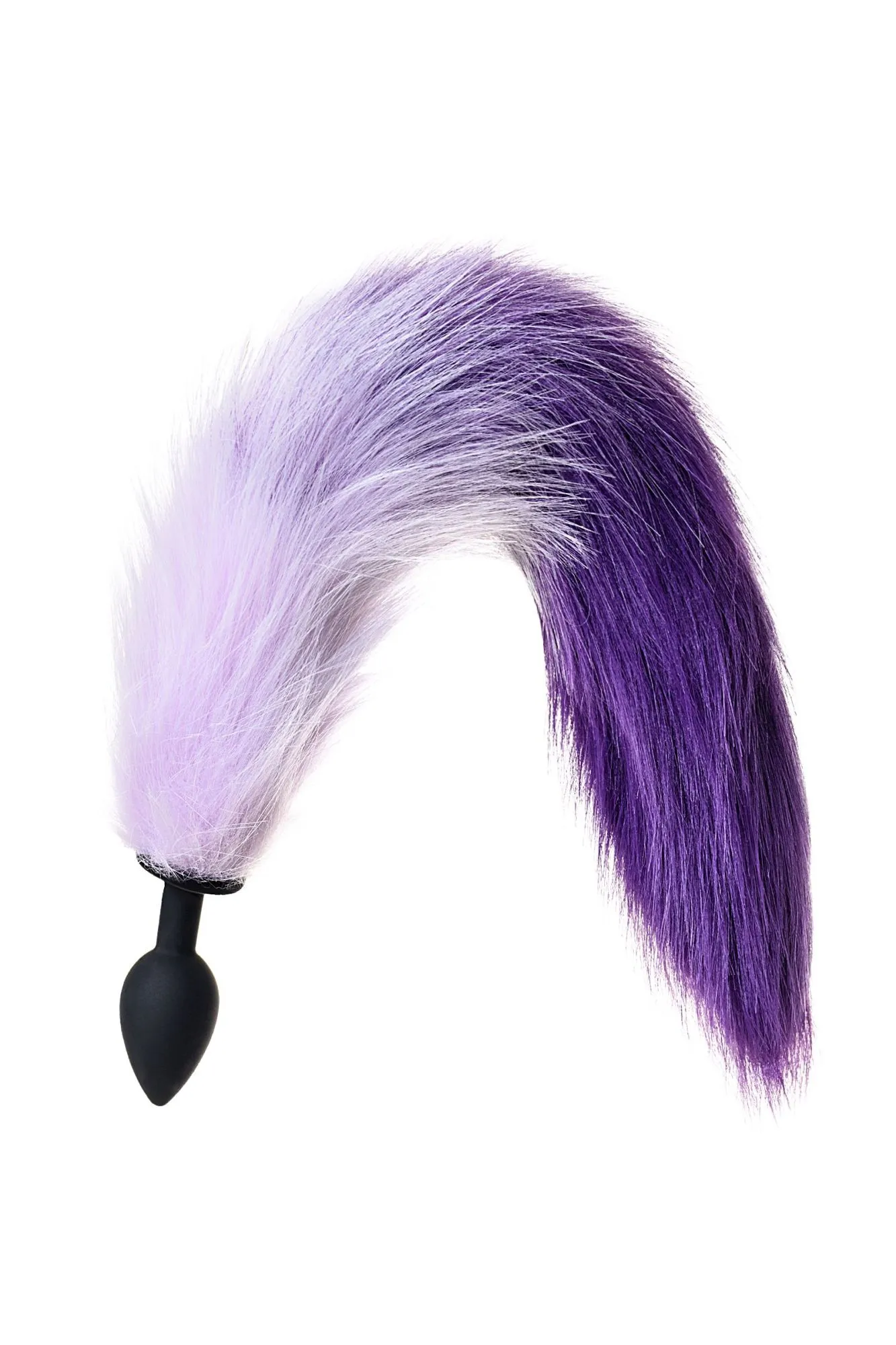 анальная втулка с бело-фиолетовым хвостом popo pleasure by toyfa, s, силикон, черная, 45 см, ø 2,7 с в России