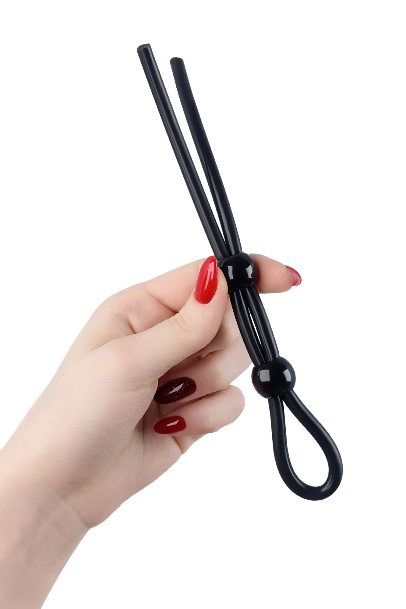 лассо на пенис a-toys by toyfa с двумя бусинами, силикон, черное, 19,5 см в России