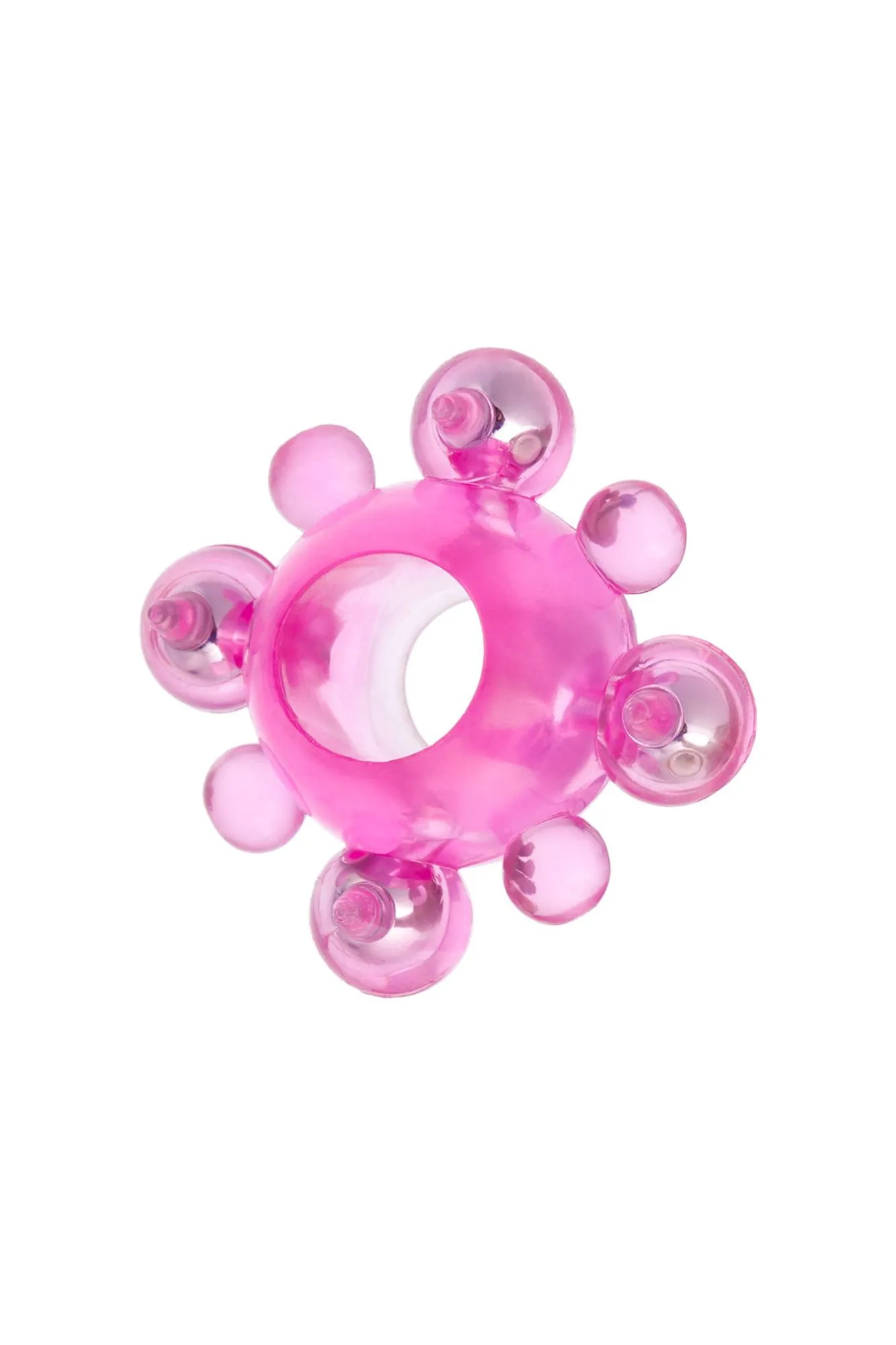 эрекционное кольцо с бусинками toyfa, tpe, розовый в России