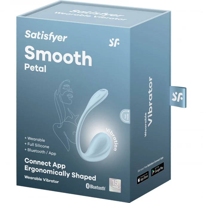 виброяйцо satisfyer smooth petal connect app, голубое, 6,5 см в России