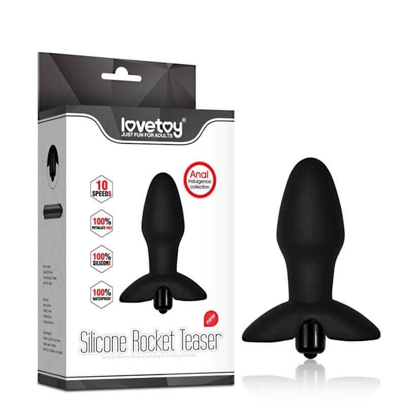 анальная пробка lovetoy silicone rocket teaser, с вибрацией, чёрная в России