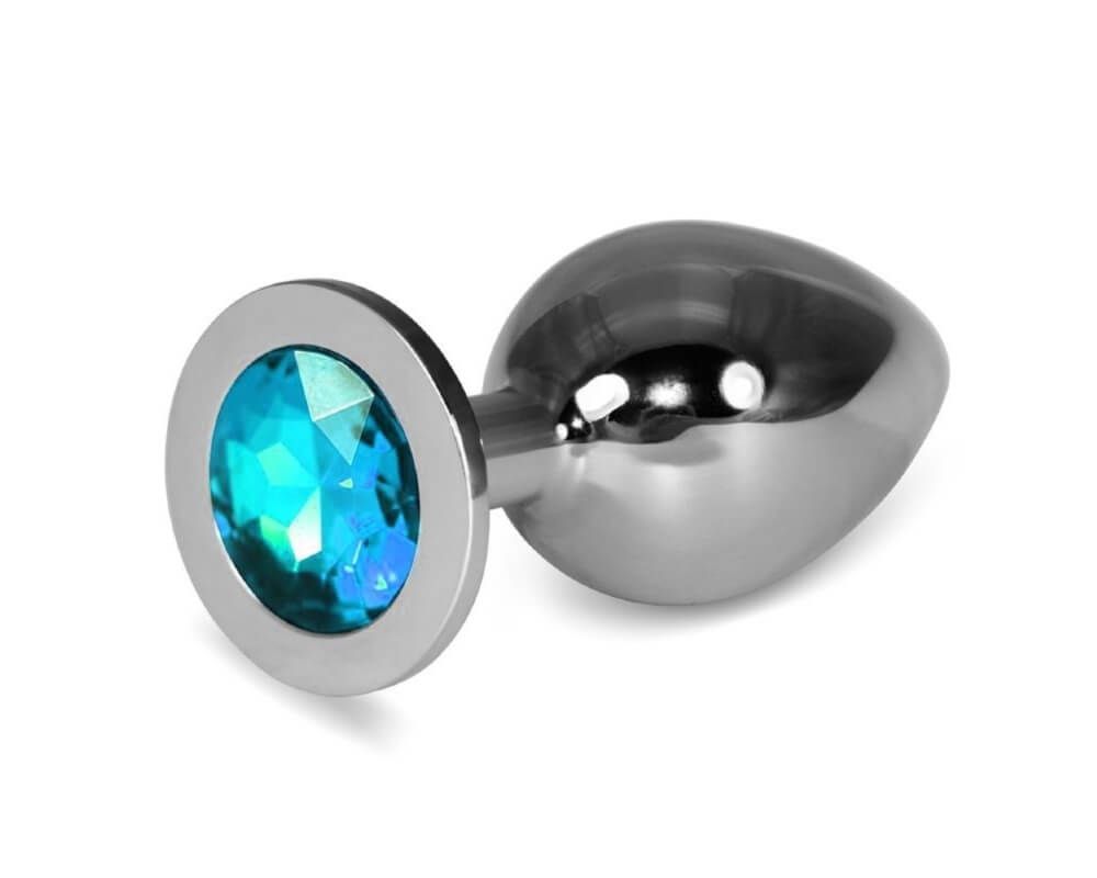 Анальная пробка Lovetoy Rosebud Classic L, с бирюзовым камнем