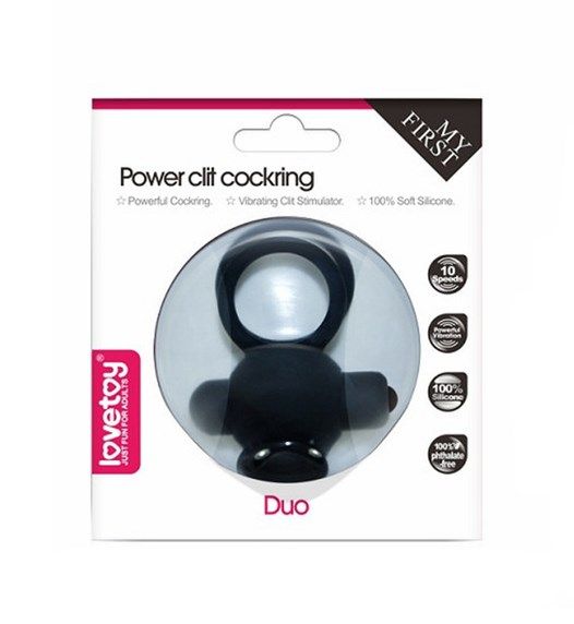 виброкольцо lovetoy power clit duo, черное в России