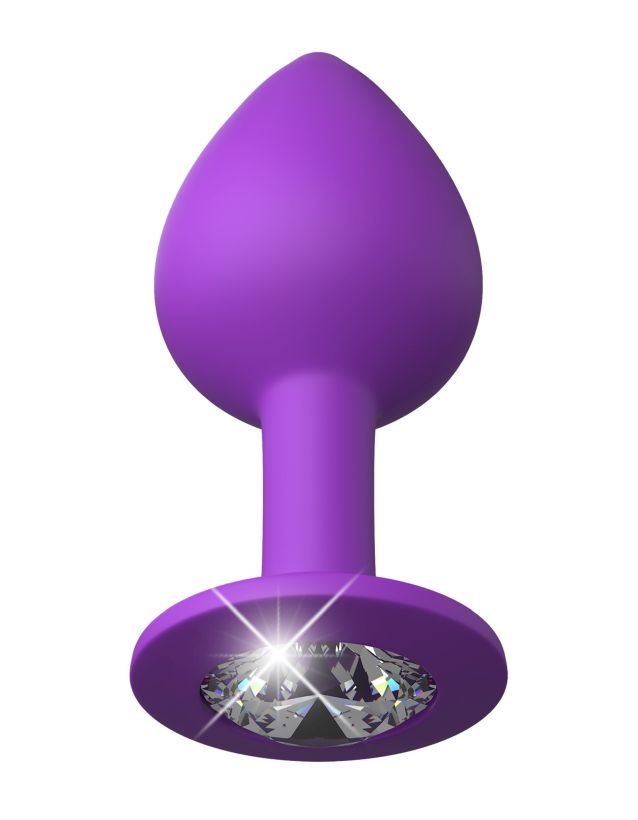 Анальная пробка со стразом Pipedream Her Little Gem средняя, фиолетовая