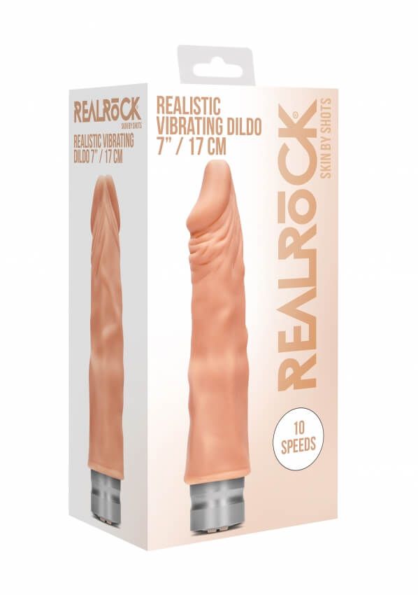 вибромассажер реалистичный realrock vibrating dildo, телесный в России